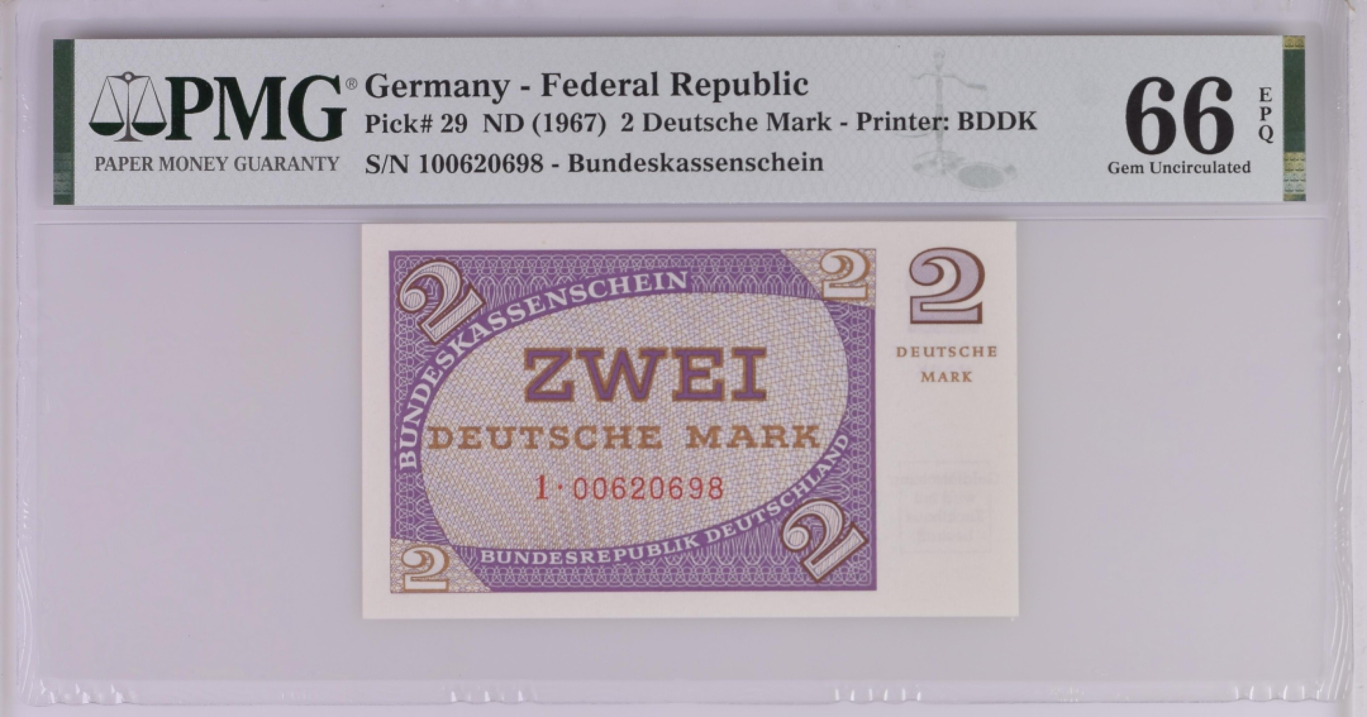 收藏联盟Quantum Auction 第270期拍卖 蜜月胜地-斐济 德国联邦1967年2马克 PMG66 全程无3457 非常少见 