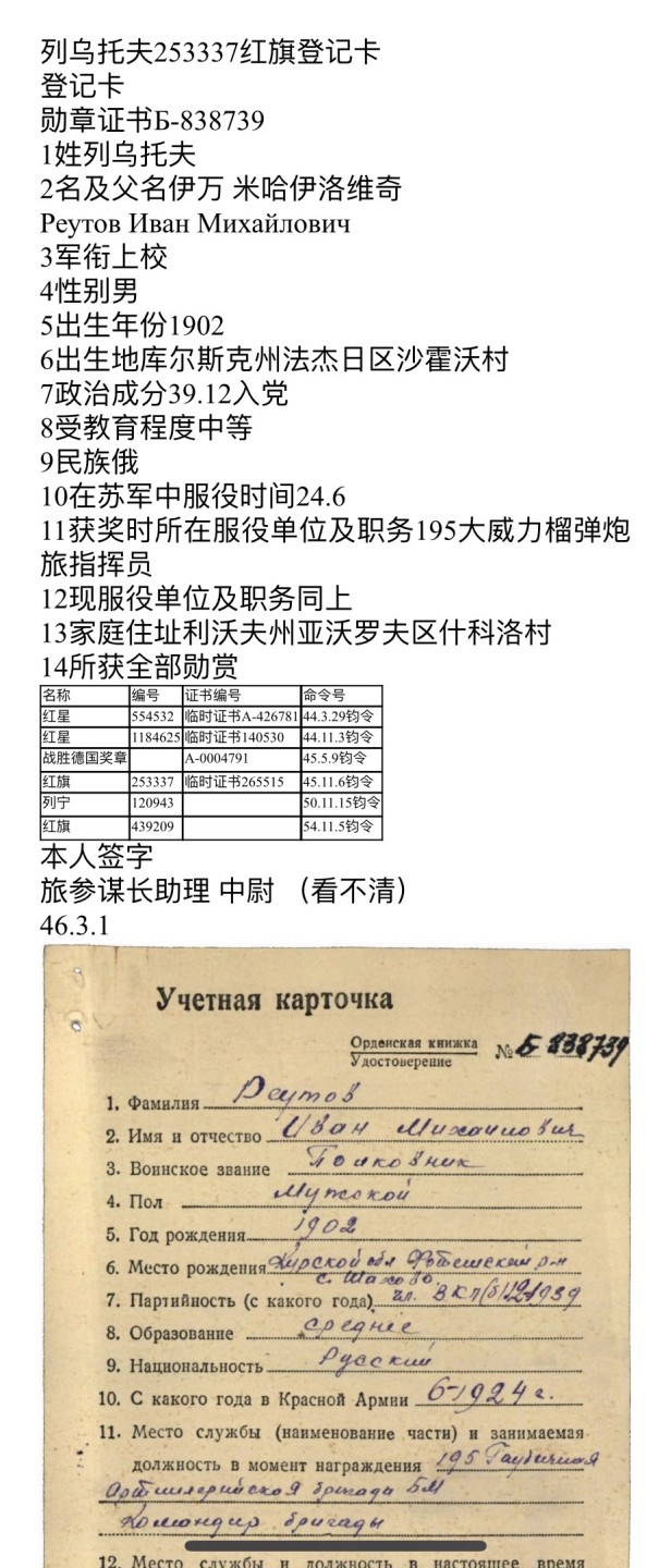 大猫徽章拍卖第227期 苏联红旗勋章2⃣️ 档案全 服役