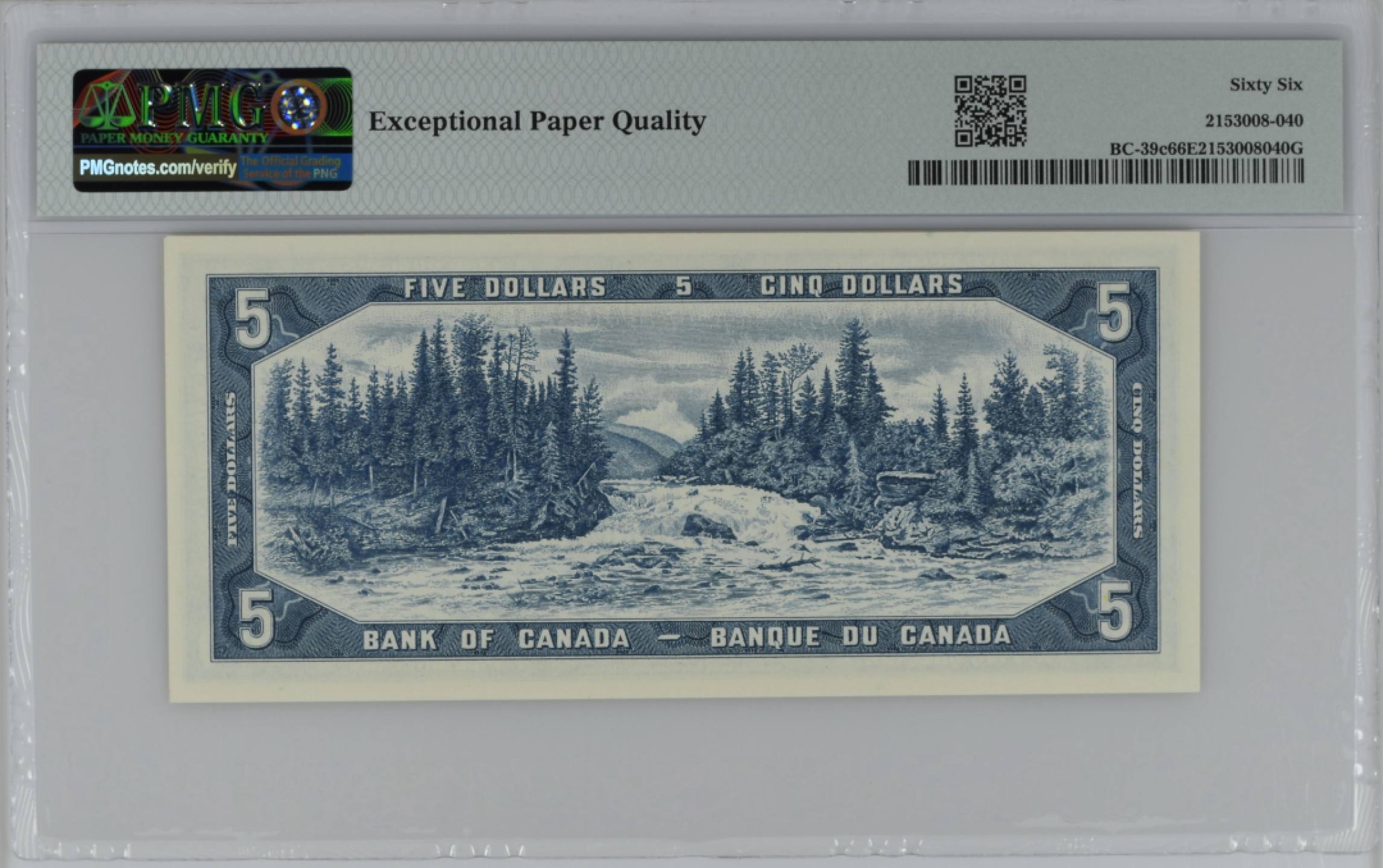 收藏联盟Quantum Auction 第270期拍卖 蜜月胜地-斐济 加拿大1954年5元 PMG66 号码无4 水獭瀑布