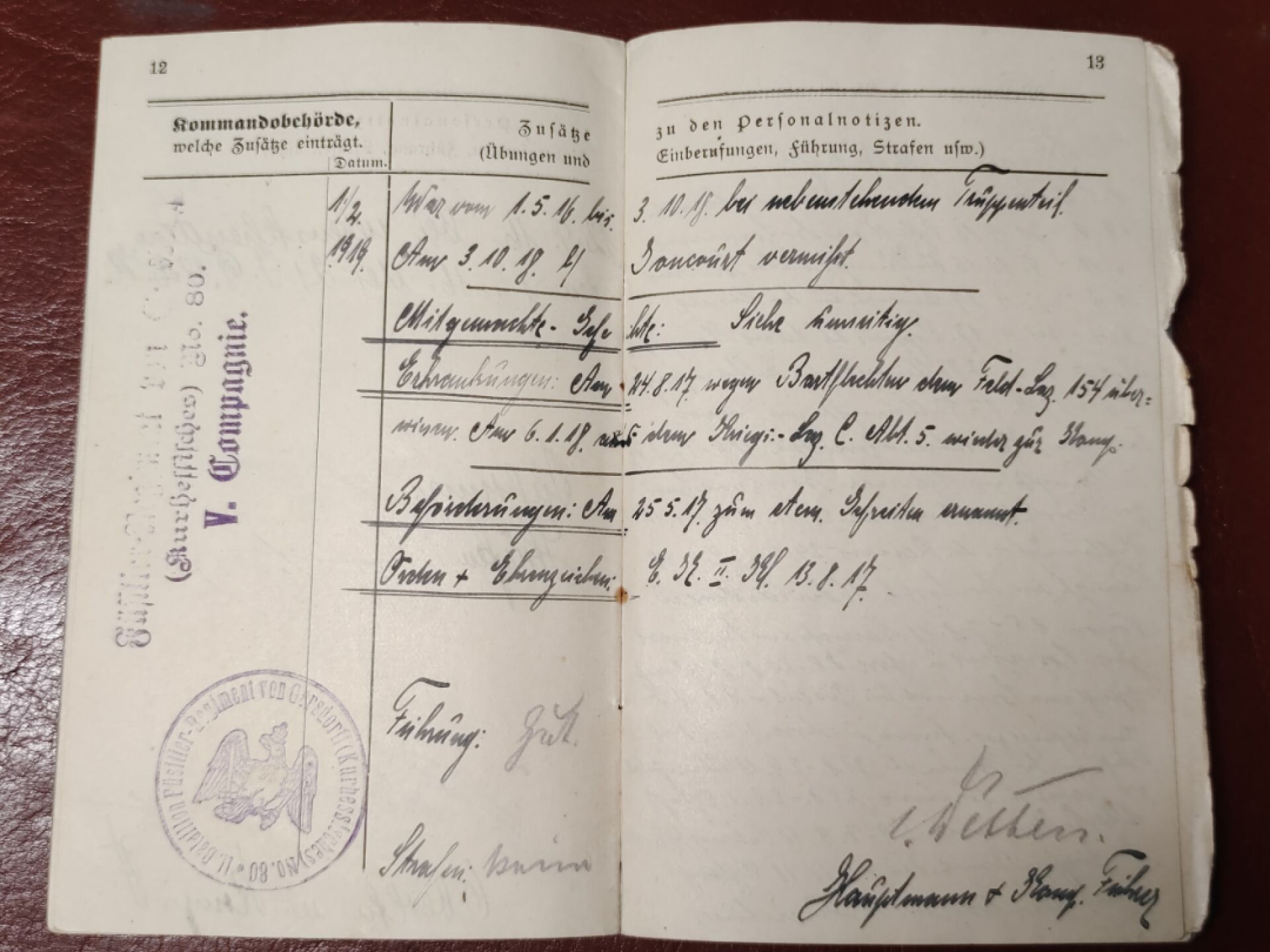 老威廉第二次麦稀奇拍卖 帝德士兵证2 [第48（勃兰登堡第5）“冯·施蒂普纳格尔”步兵团]，获得二级铁十字。一开始被认为失踪，后来发现是被英国人俘获