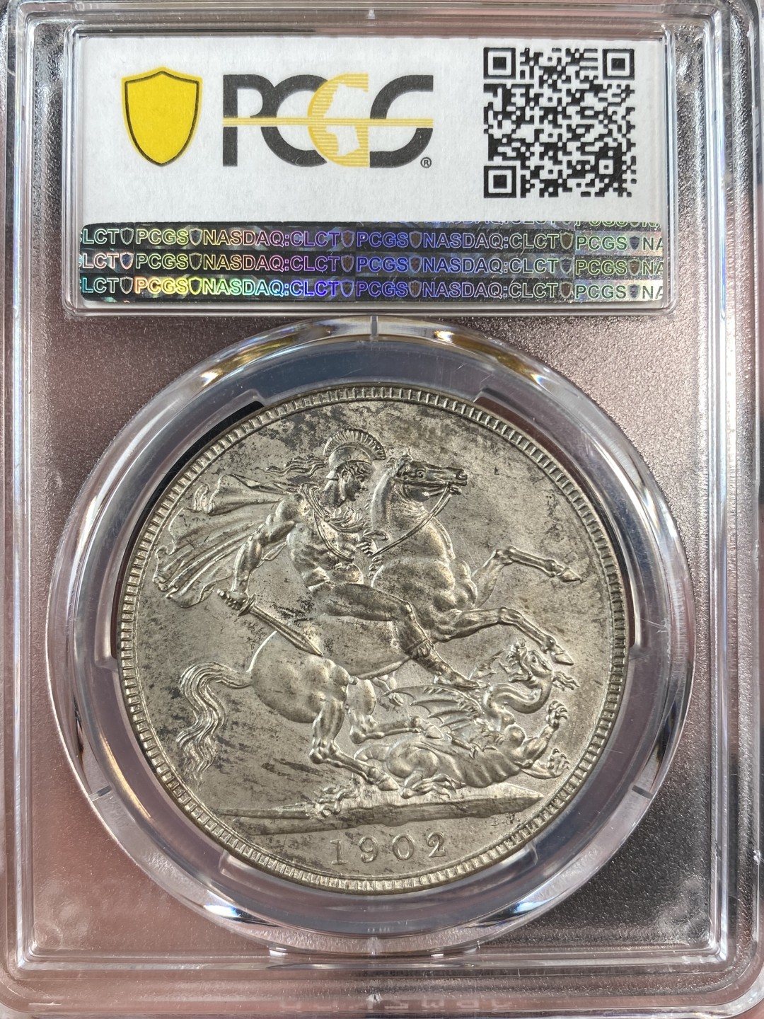 万国钱币拍卖第011期（视频直播专场） PCGS PR64 1902年英国爱德华七世精制马剑1克朗，单年发行15000枚，淡包浆，细节完美。