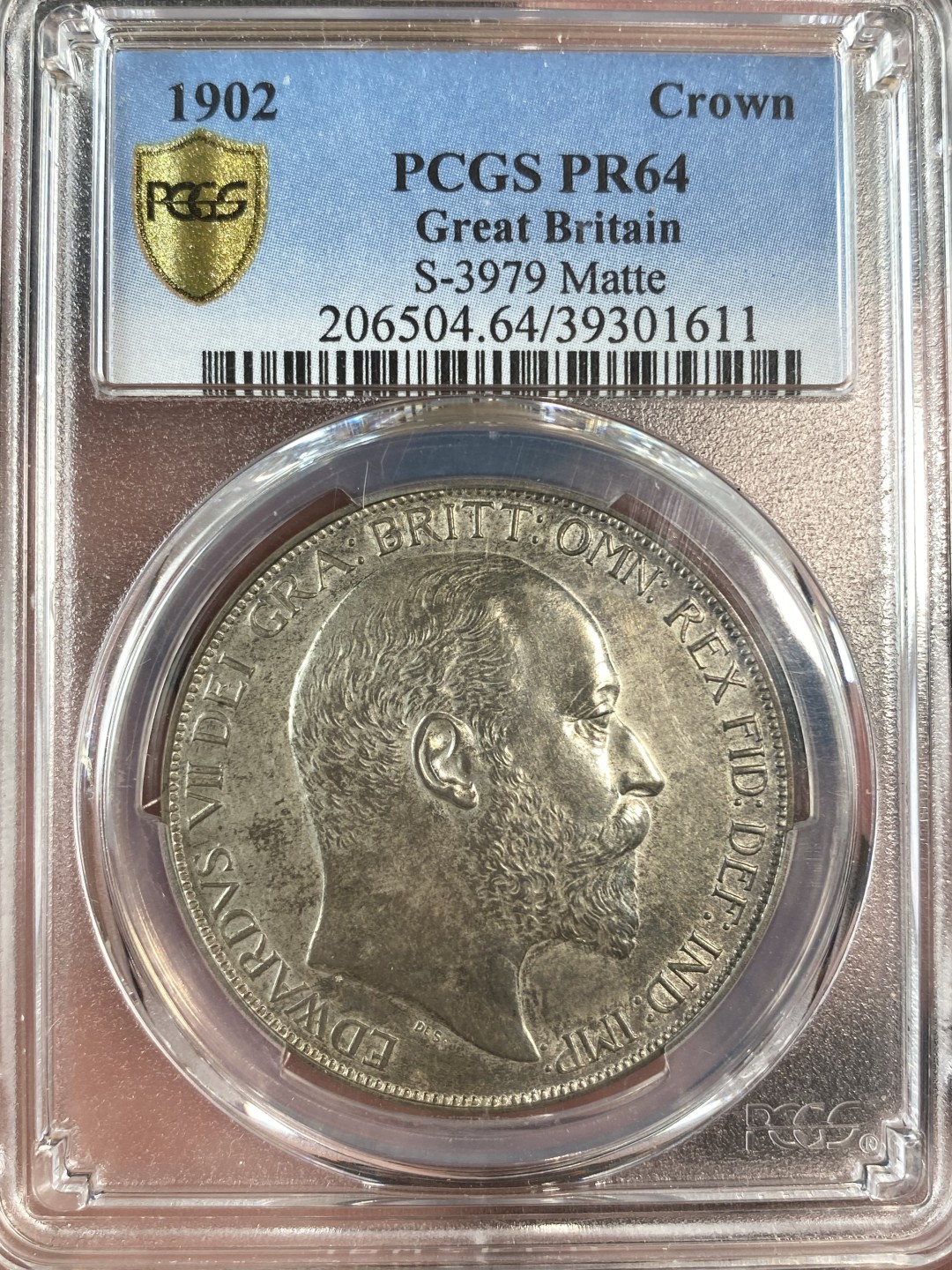 万国钱币拍卖第011期（视频直播专场） PCGS PR64 1902年英国爱德华七世精制马剑1克朗，单年发行15000枚，淡包浆，细节完美。