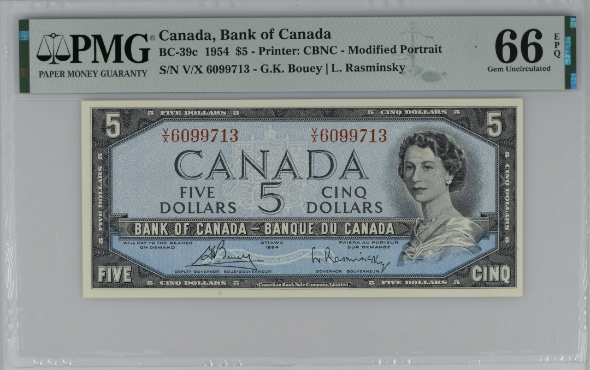 收藏联盟Quantum Auction 第270期拍卖 蜜月胜地-斐济 加拿大1954年5元 PMG66 号码无4 水獭瀑布