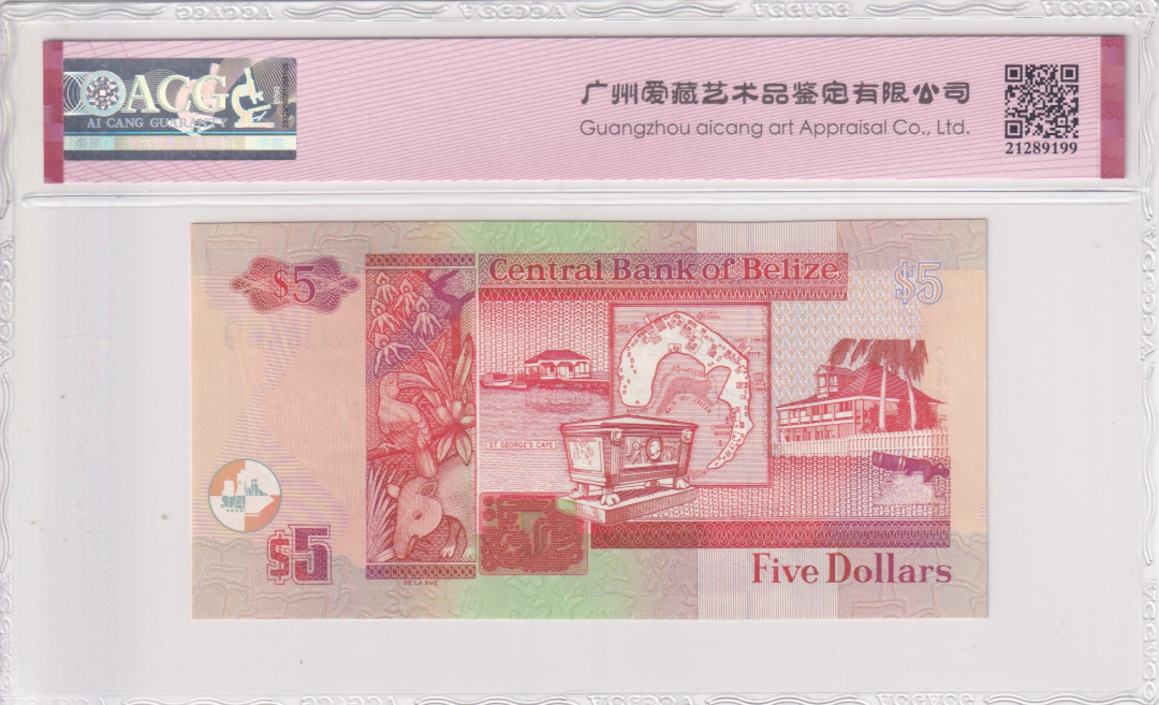 乐淘淘纸币精选场 平价专场 第7期 本期免押金！ 【CA435469】伯利兹1999年纸币 5元 首版 女王钞 ACG67EPQ