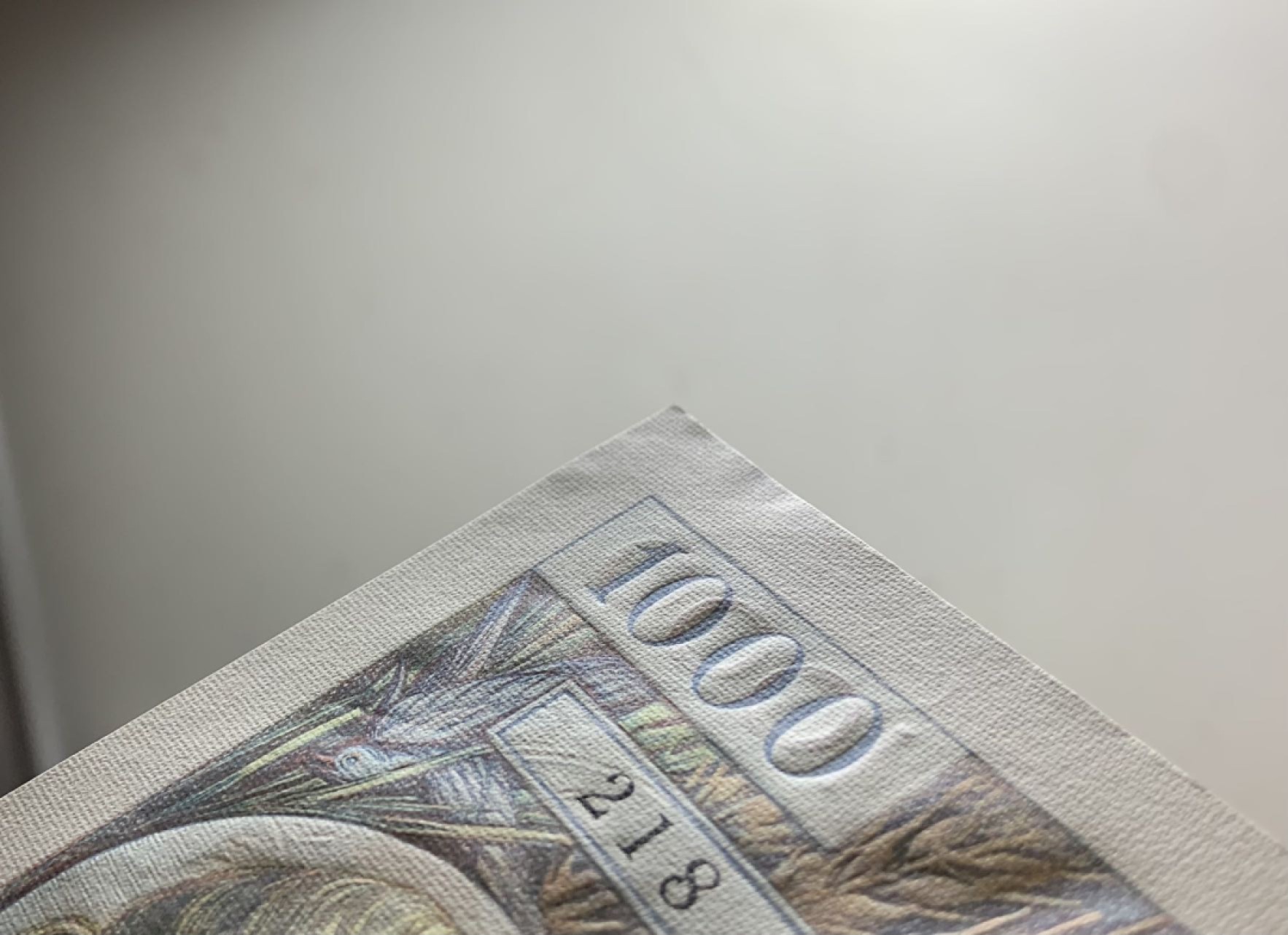 收藏联盟Quantum Auction 第270期拍卖 蜜月胜地-斐济 法国1944年1000法郎 品相UNC 边角瑕疵 