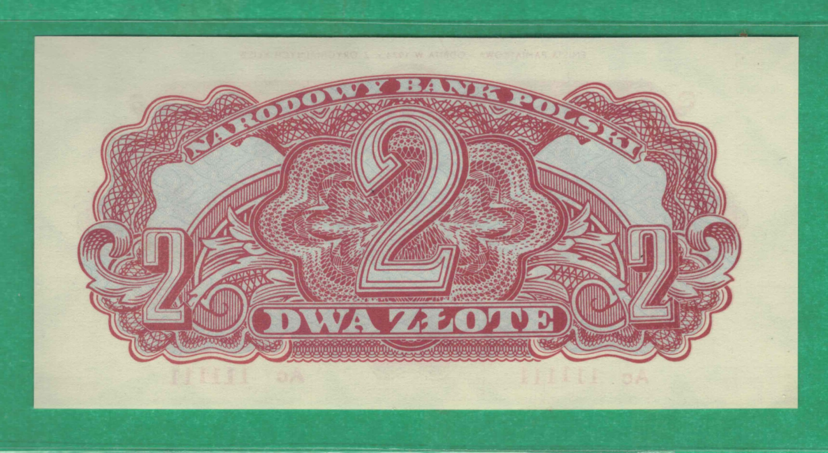 波兰2兹罗提 1944年(1974年) P-107b 111111号 欧洲纸币 实物图 UNC