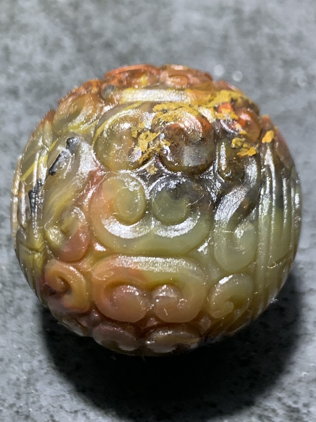 精美战国红玛瑙雕刻大回纹珠一颗！