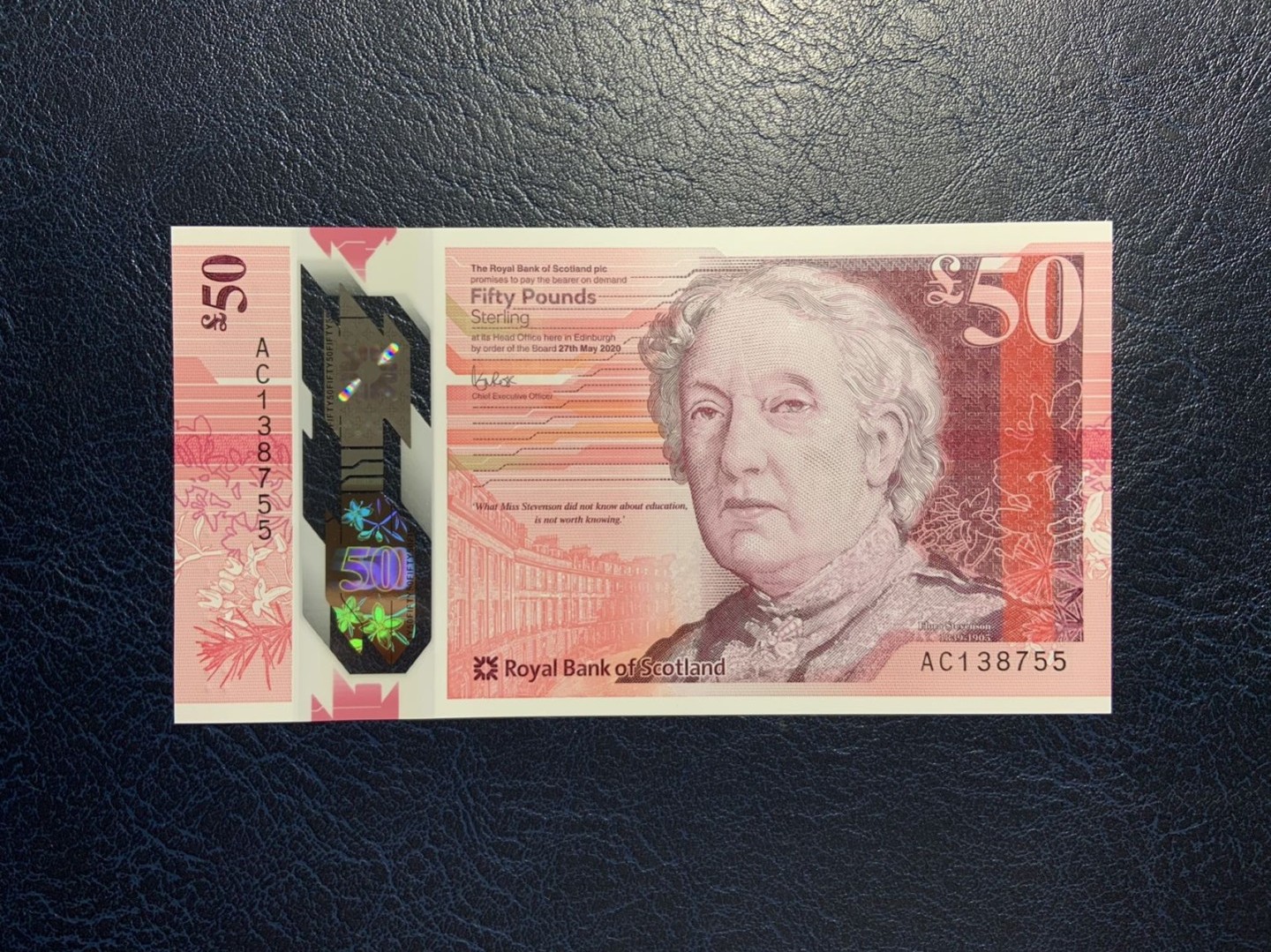 收藏联盟Quantum Auction 第270期拍卖 蜜月胜地-斐济 苏格兰皇家银行2020年50镑 品相全新UNC 女性教育家弗洛拉