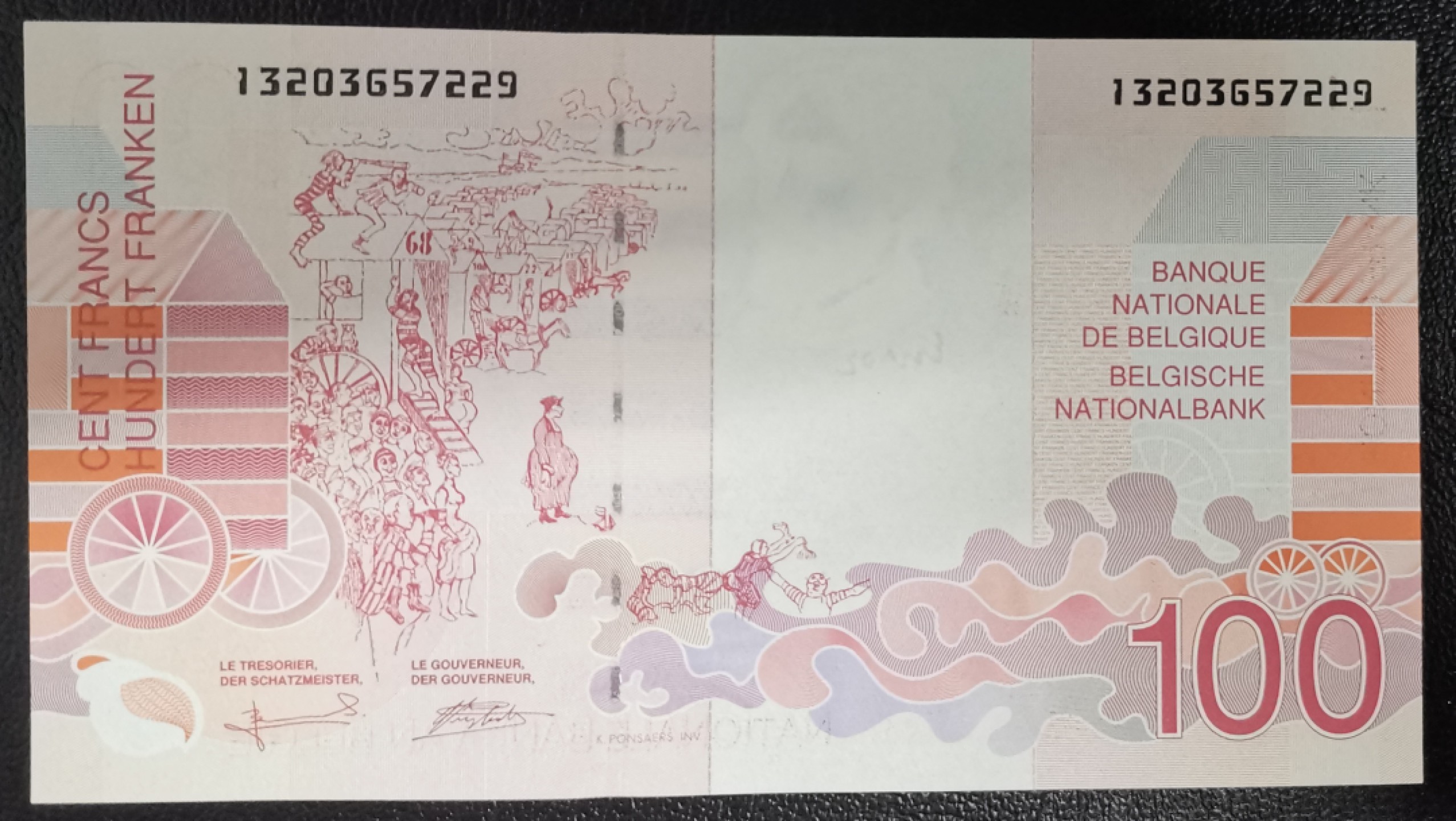 《张总收藏》108期—外币荟萃 比利时1995-2001年100法郎UNC-见紫光图 Pick-147