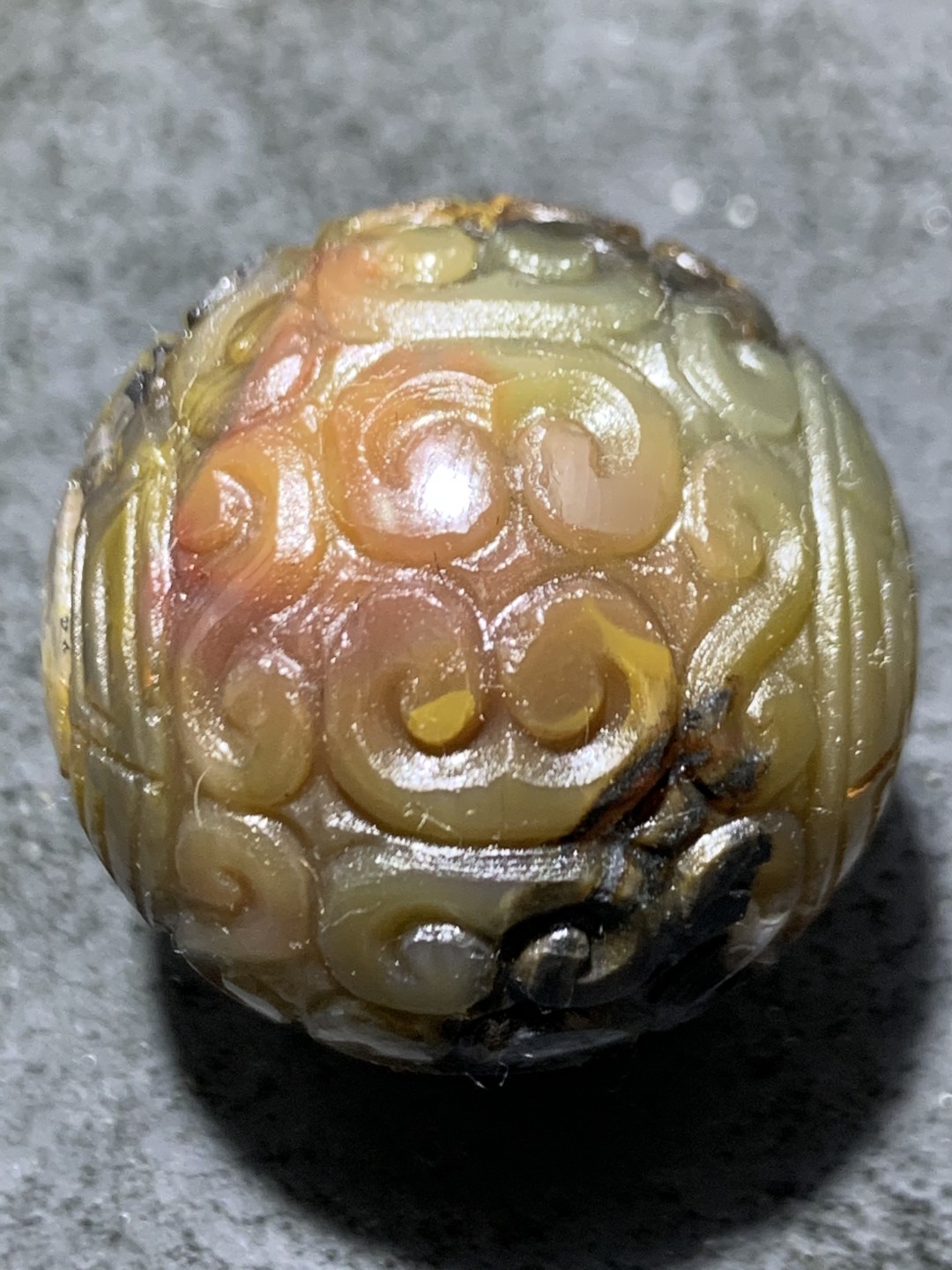 精美战国红玛瑙雕刻大回纹珠一颗！