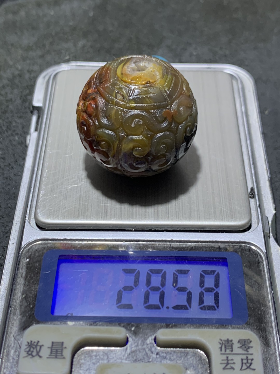 精美战国红玛瑙雕刻大回纹珠一颗！
