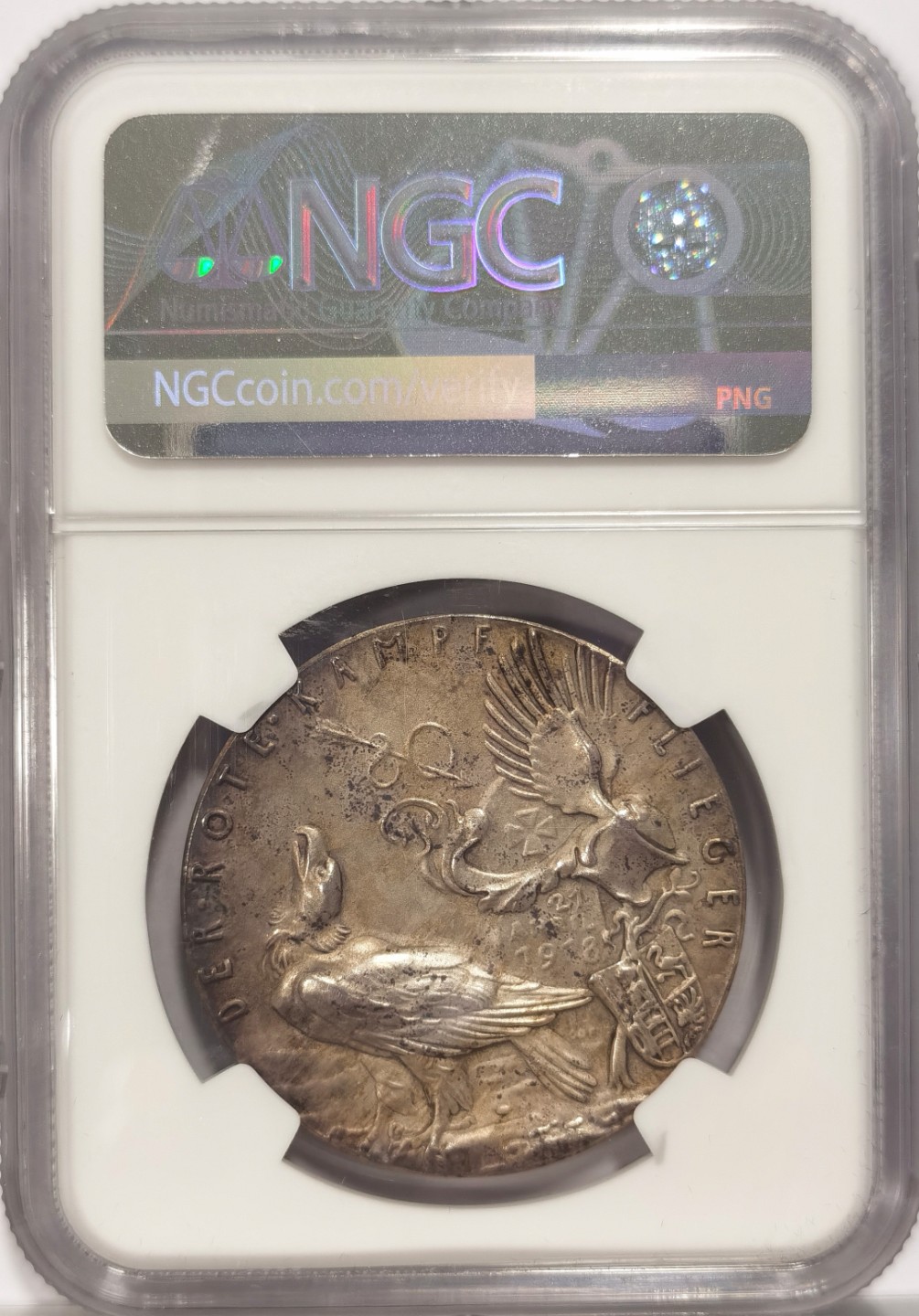 博洋堂世界钱币拍卖第066期（全场包邮） NGC MS62 德国1918年红色男爵银章，卡尔哥茨作品，名誉品，HA同分成交3800+