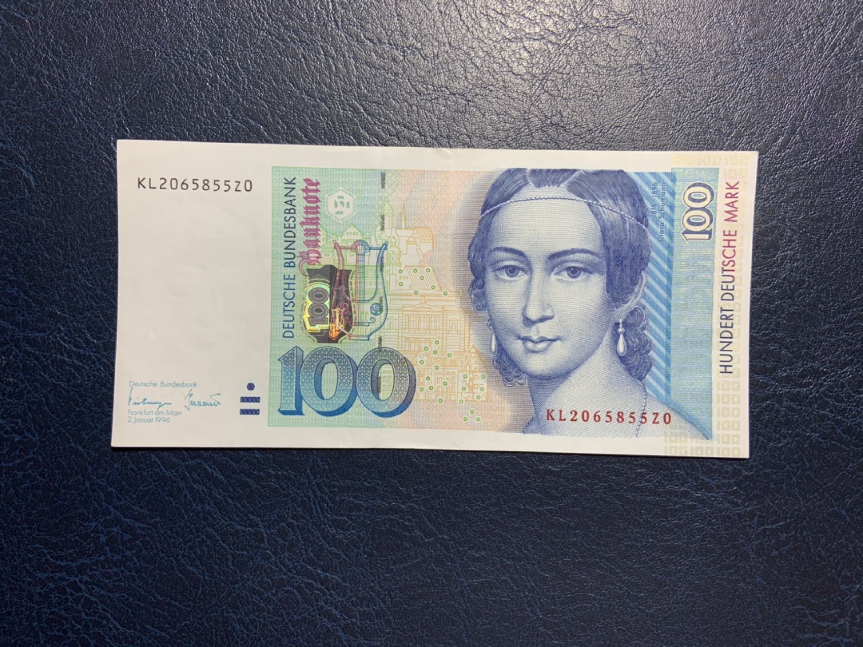 收藏联盟Quantum Auction 第270期拍卖 蜜月胜地-斐济 德国联邦1996年100马克 品相AU 钢琴家克拉拉