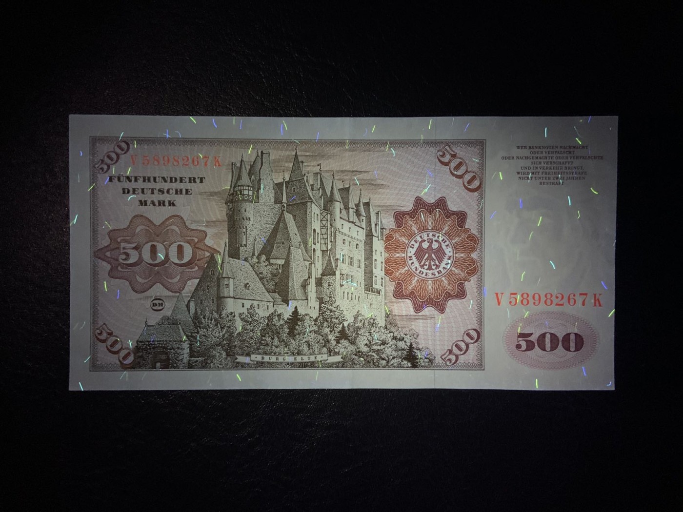 收藏联盟Quantum Auction 第271期拍卖  德国联邦1977年500马克 品相AU- 原票 大副
