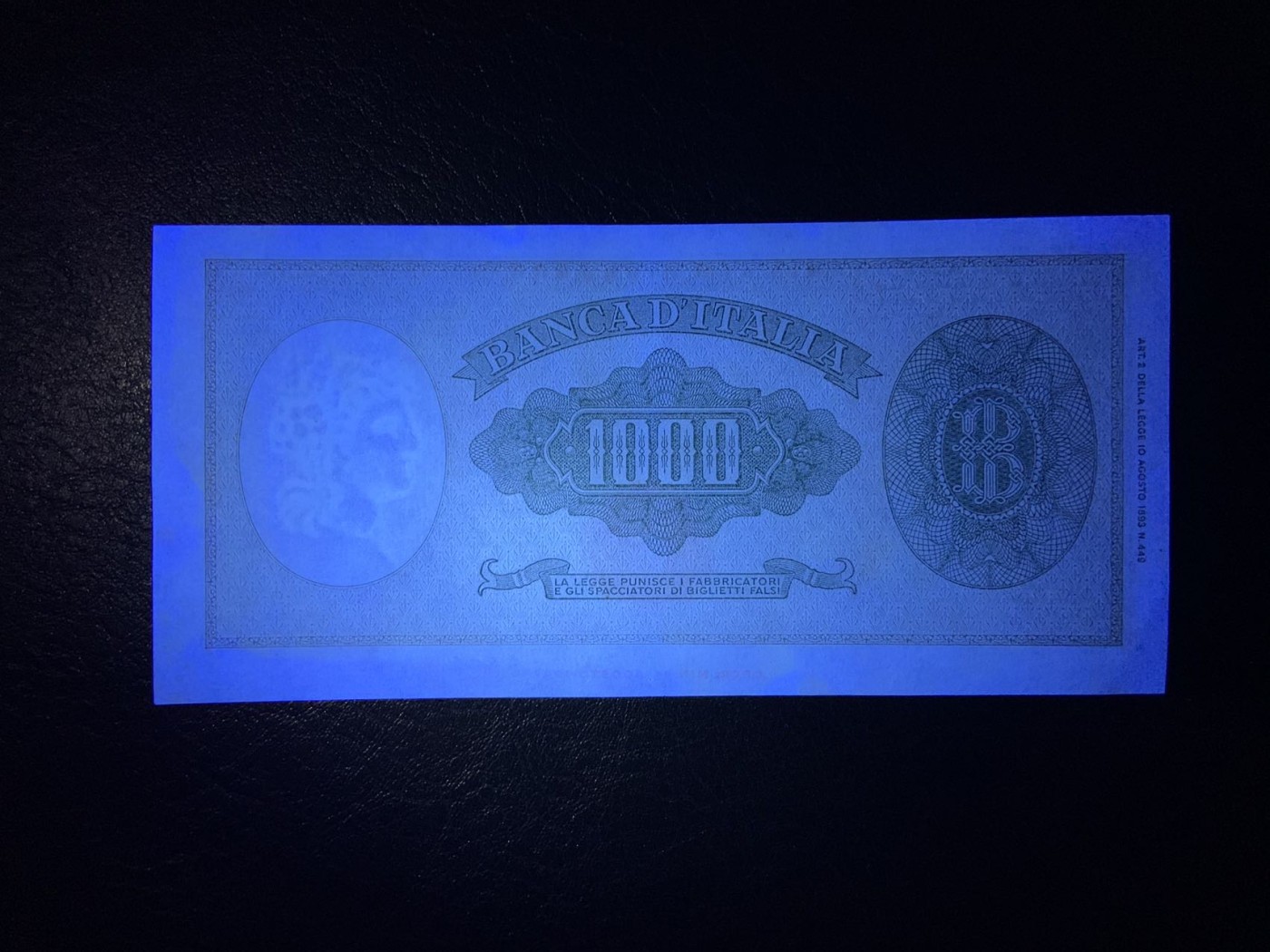 收藏联盟Quantum Auction 第271期拍卖  意大利1948年1000里拉 品相UNC- 初版 波提切利作品《春》的局部