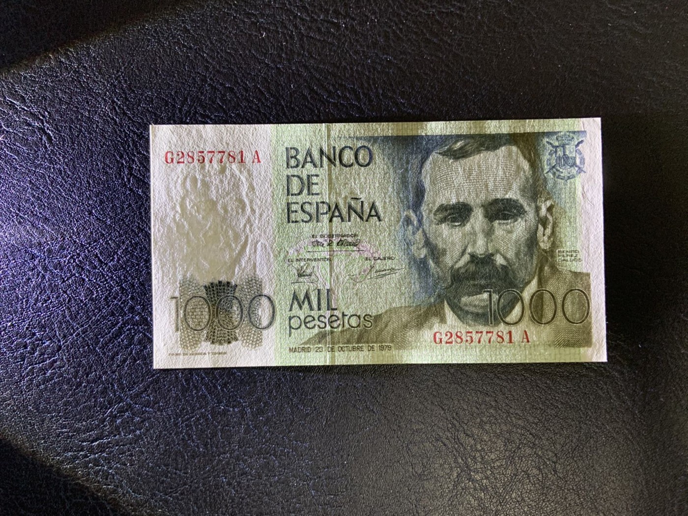 收藏联盟Quantum Auction 第271期拍卖  西班牙1979年1000比塞塔 品相UNC 著名小说家 加尔多斯 背面有钢印油墨痕迹