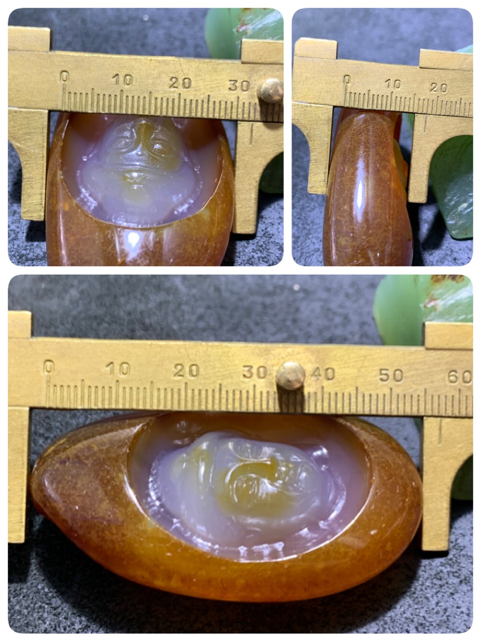 精美天然原皮马达加斯加玛瑙雕刻度母吊坠(把件)一个，