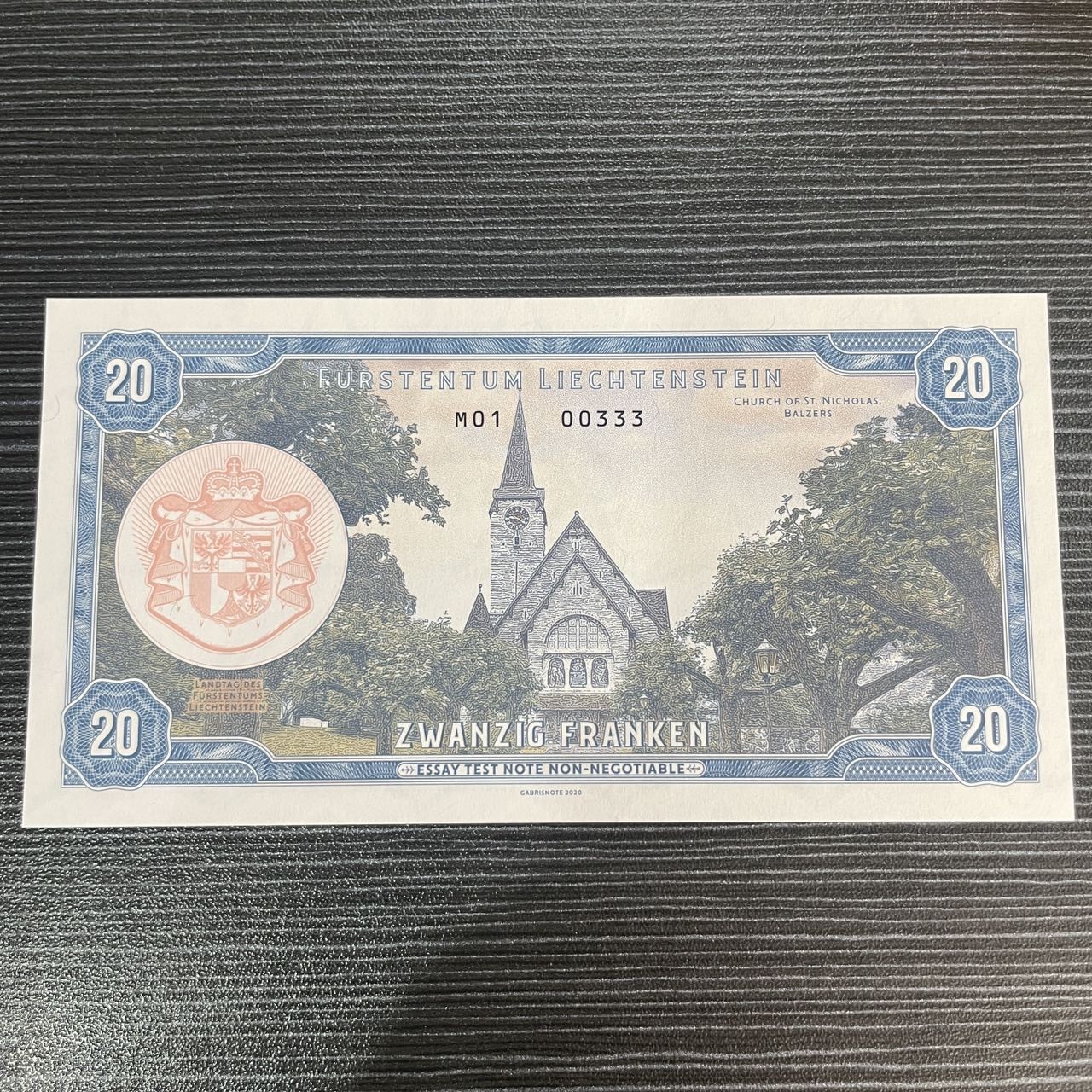 【浩洋钞市】纸钞拍卖第二期-靓号专场 全新列支敦士登商业钞333