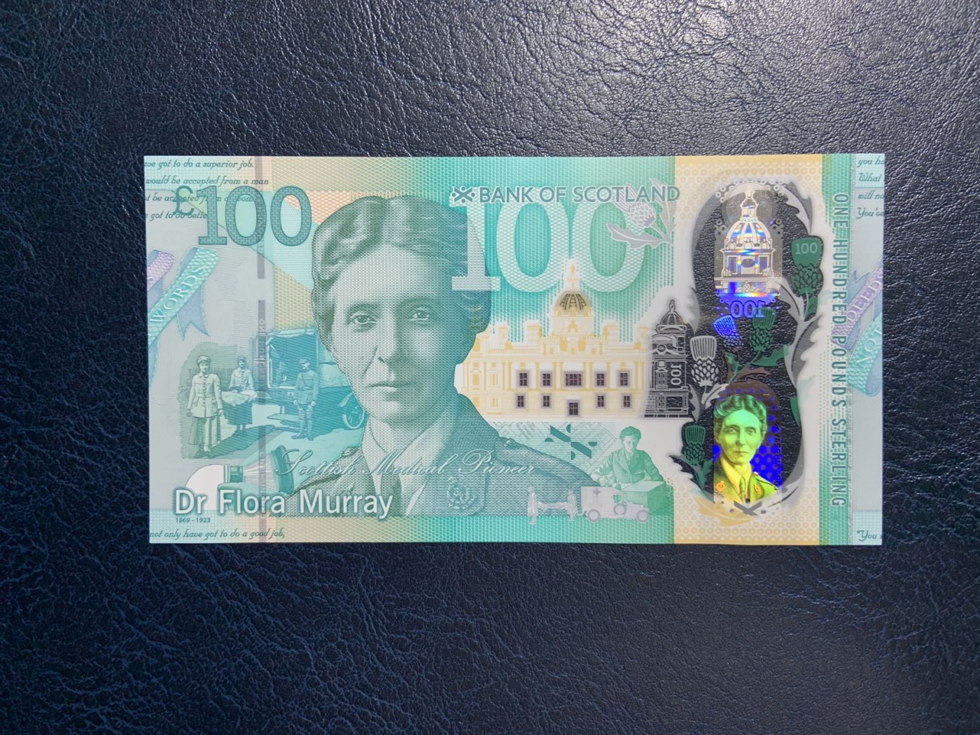 收藏联盟Quantum Auction 第270期拍卖 蜜月胜地-斐济 苏格兰银行2021年100镑 品相全新UNC  苏格兰女性医学先驱 弗洛拉博士