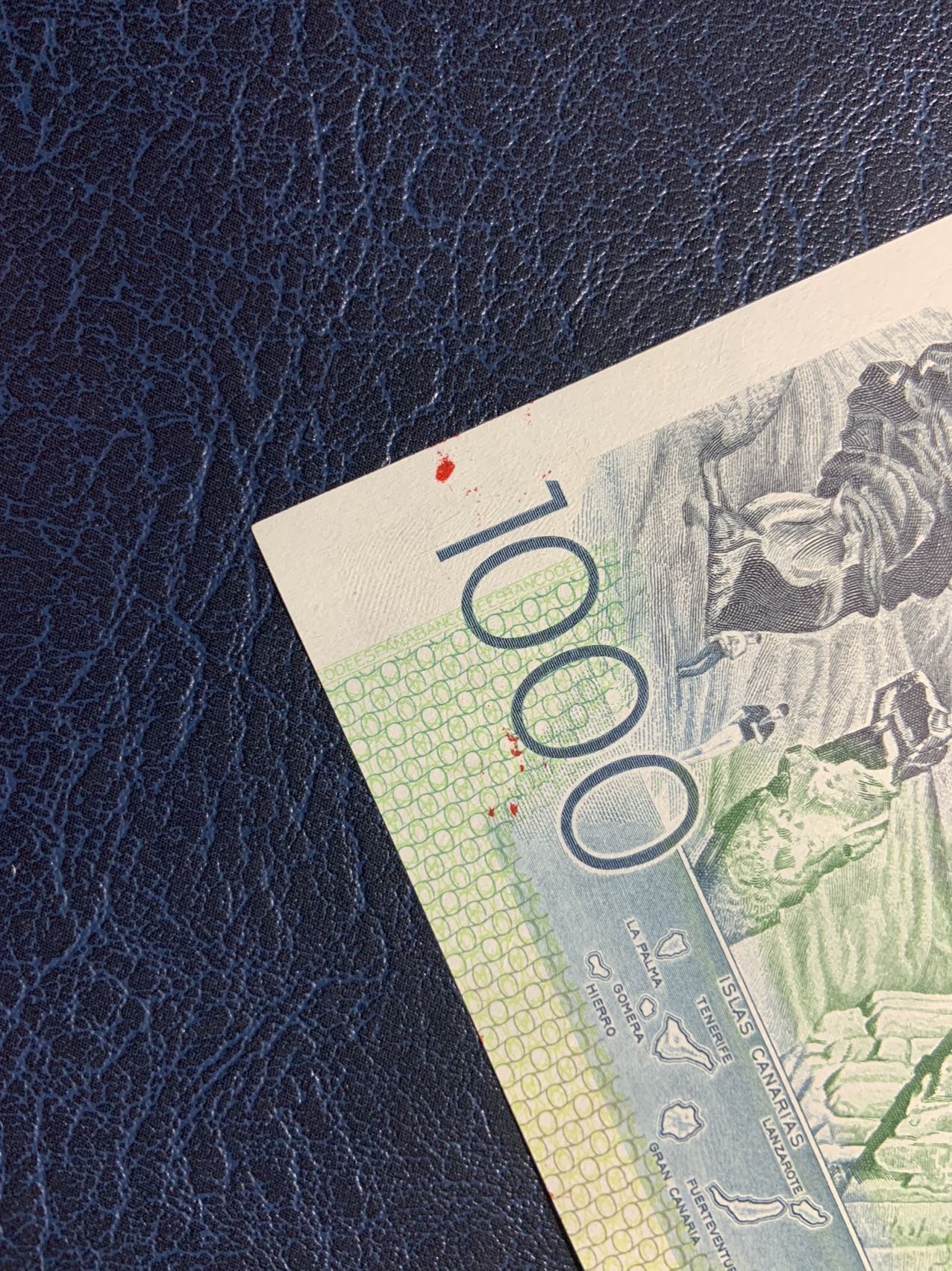 收藏联盟Quantum Auction 第271期拍卖  西班牙1979年1000比塞塔 品相UNC 著名小说家 加尔多斯 背面有钢印油墨痕迹