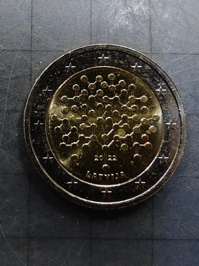 硬币 - 拉脱维亚2欧-中央银行成立百年（卷拆品相）