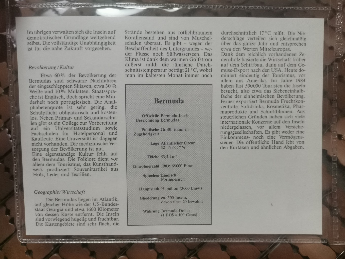 philswiss装帧 1984年百慕大钱币邮票纪念封