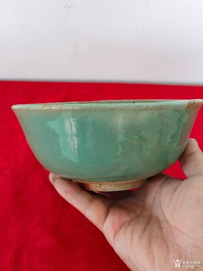 清代传世松石绿釉深腹大茶碗 - 清代传世松石绿釉深腹大茶碗