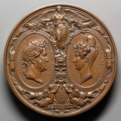 掌中浮雕-藏着的欧洲第005场 - 1833年法国，菲利普一世访问巴黎造币厂铜章（J.J.Barre作品） 75mm 无边铭 红铜原铸（该品种后铸泛滥）