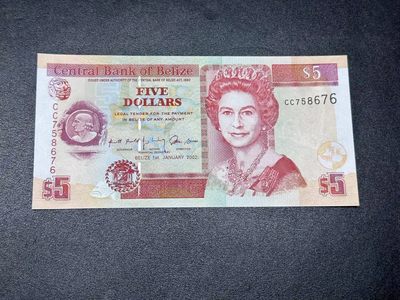 《外钞收藏家》第二百八十一期（连拍第一场） - 2002年伯利兹5刀   全新UNC