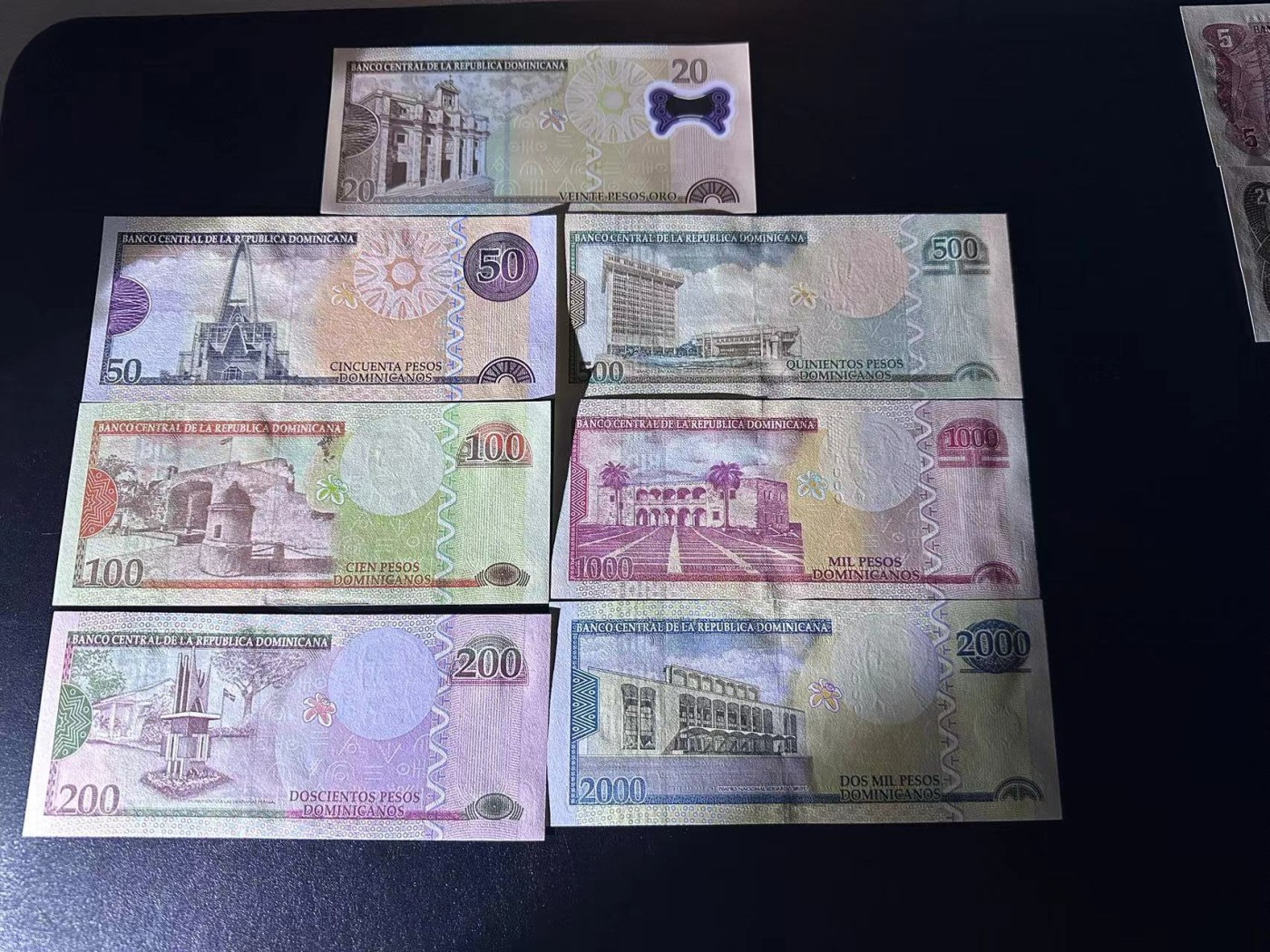 《外钞收藏家》第二百八十一期（连拍第一场） 多米尼加纸币2009-12年钱币收藏套装 7枚(20-2000比索)大全套   全新UNC