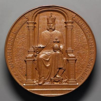 掌中浮雕-藏着的欧洲第005场 - 1877年德国，德皇威廉一世访问斯特拉斯堡铜章，60mm