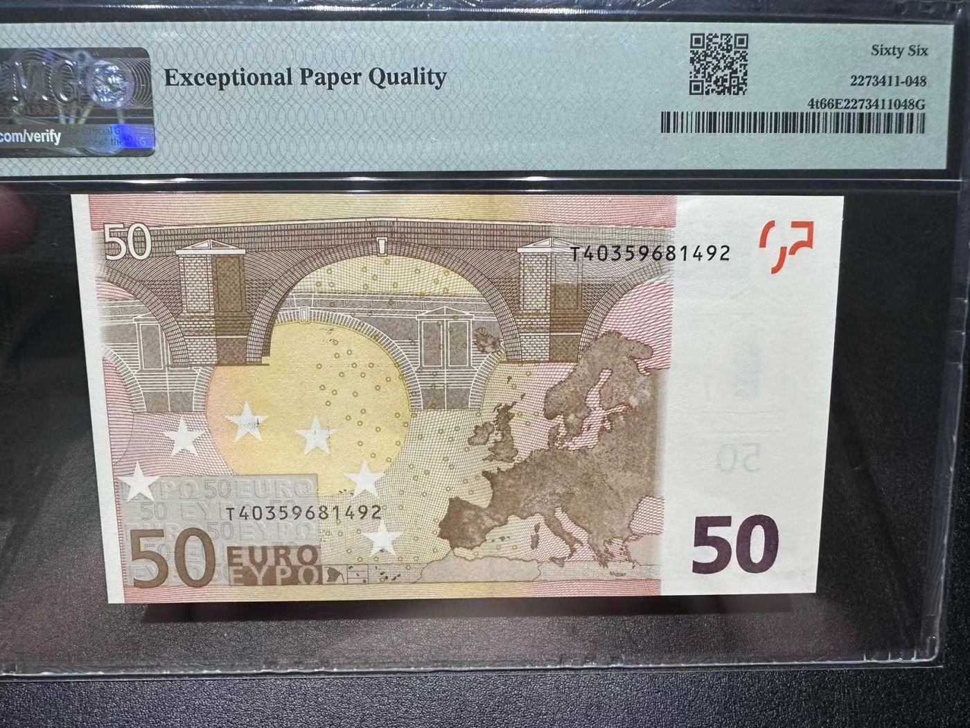《外钞收藏家》第二百八十一期（连拍第一场） 2002年欧元50 PMG66  一签 爱尔兰版