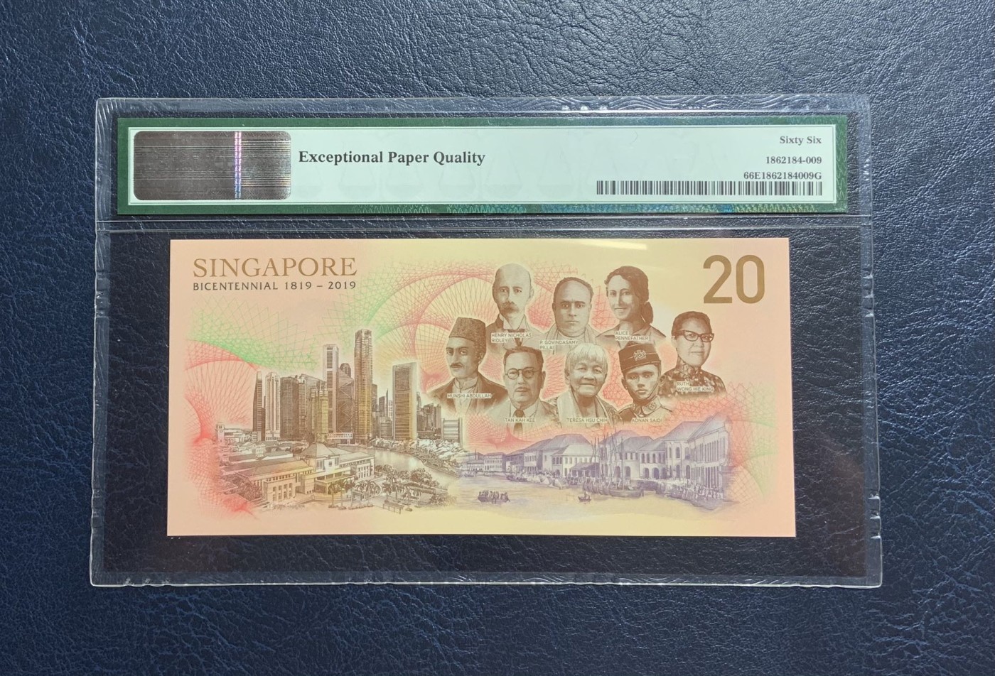 收藏联盟Quantum Auction 第271期拍卖  新加坡2019年20元开埠200周年纪念钞 PMG66 号码无47