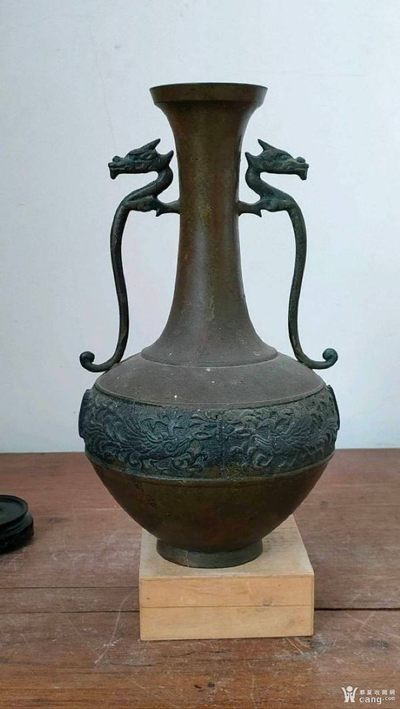 清代回流传世双龍耳老铜瓶一件 - 清代回流传世双龍耳老铜瓶一件