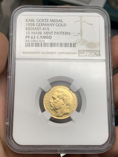 《竞宝斋》第178场-周日，周一2场 (全场包邮) - NGC PF62 CAMEO 1928德国兴登堡10马克精制金币样币，卡尔哥茨作品，难得一见的