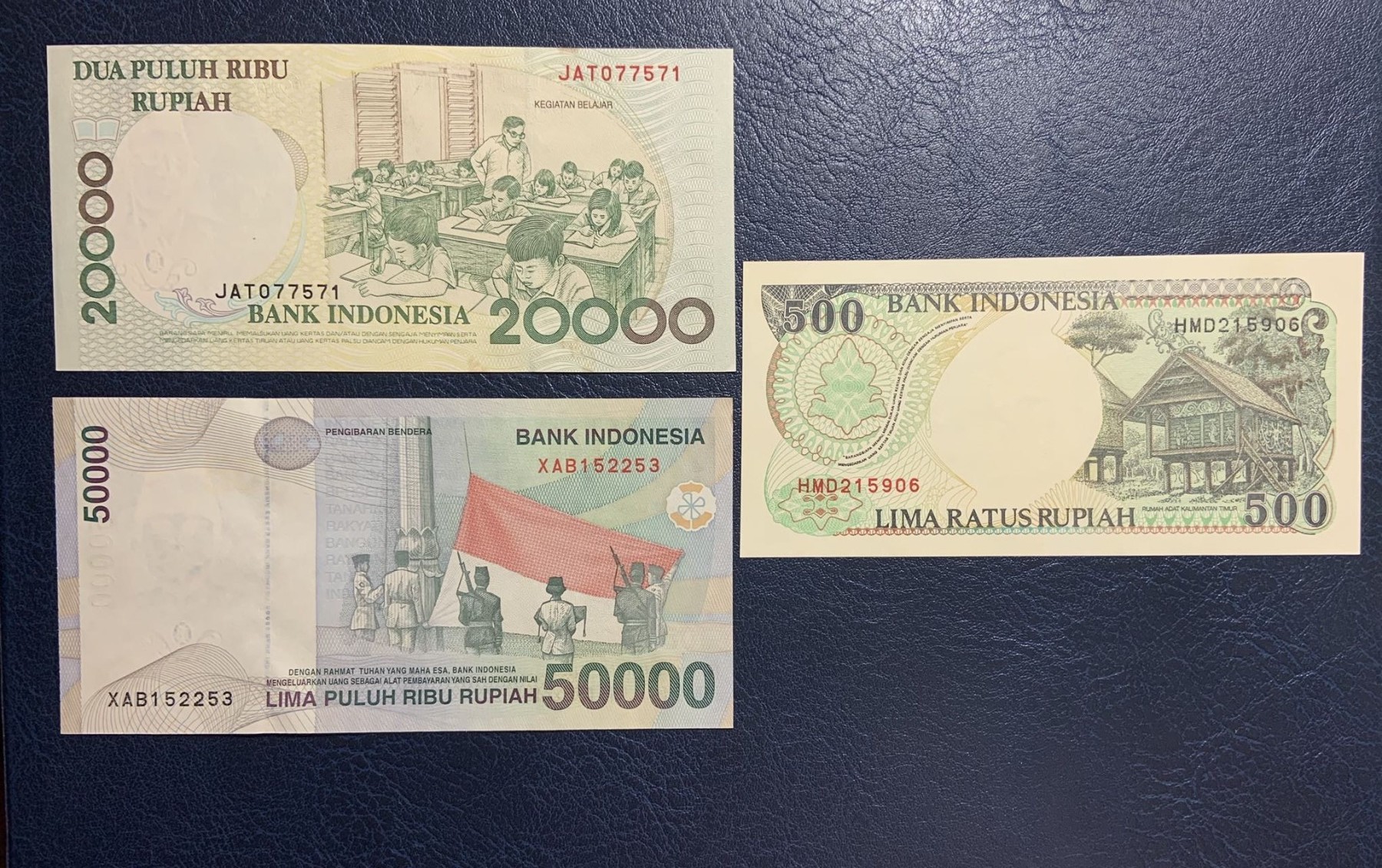 收藏联盟Quantum Auction 第271期拍卖  印度尼西亚1992-2001年500-50000卢比 品相UNC 20000和50000边缘各有一个黄点
