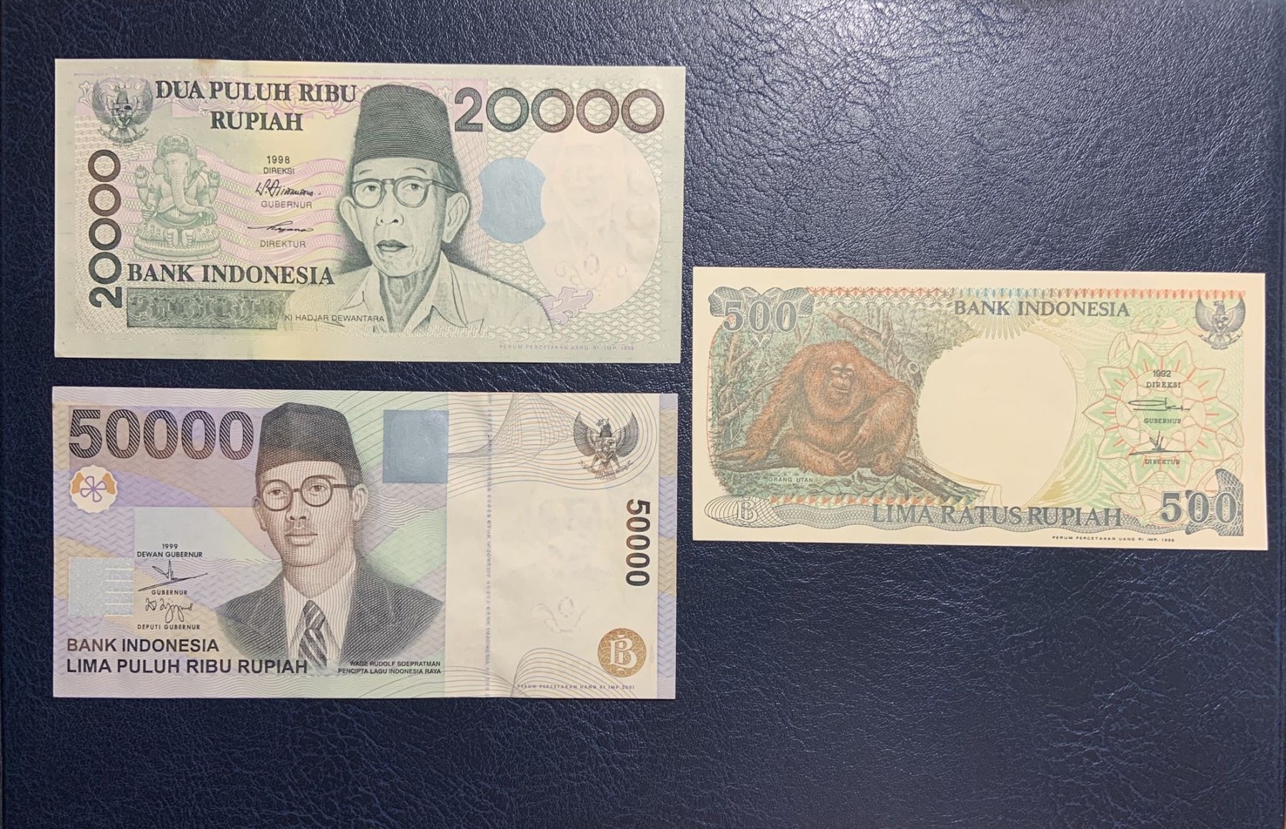 收藏联盟Quantum Auction 第271期拍卖  印度尼西亚1992-2001年500-50000卢比 品相UNC 20000和50000边缘各有一个黄点