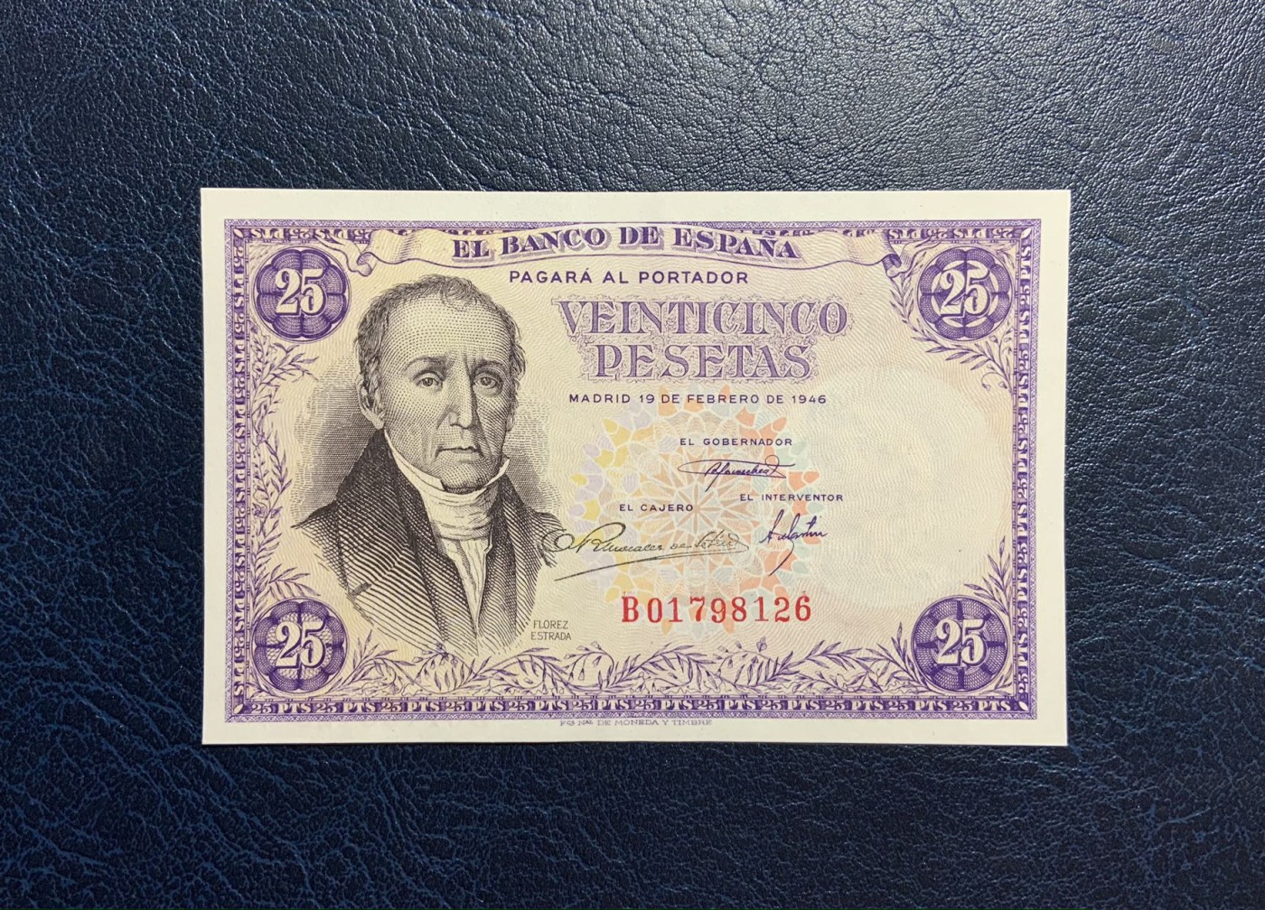 收藏联盟Quantum Auction 第271期拍卖  西班牙1946年25比塞塔 品相UNC-