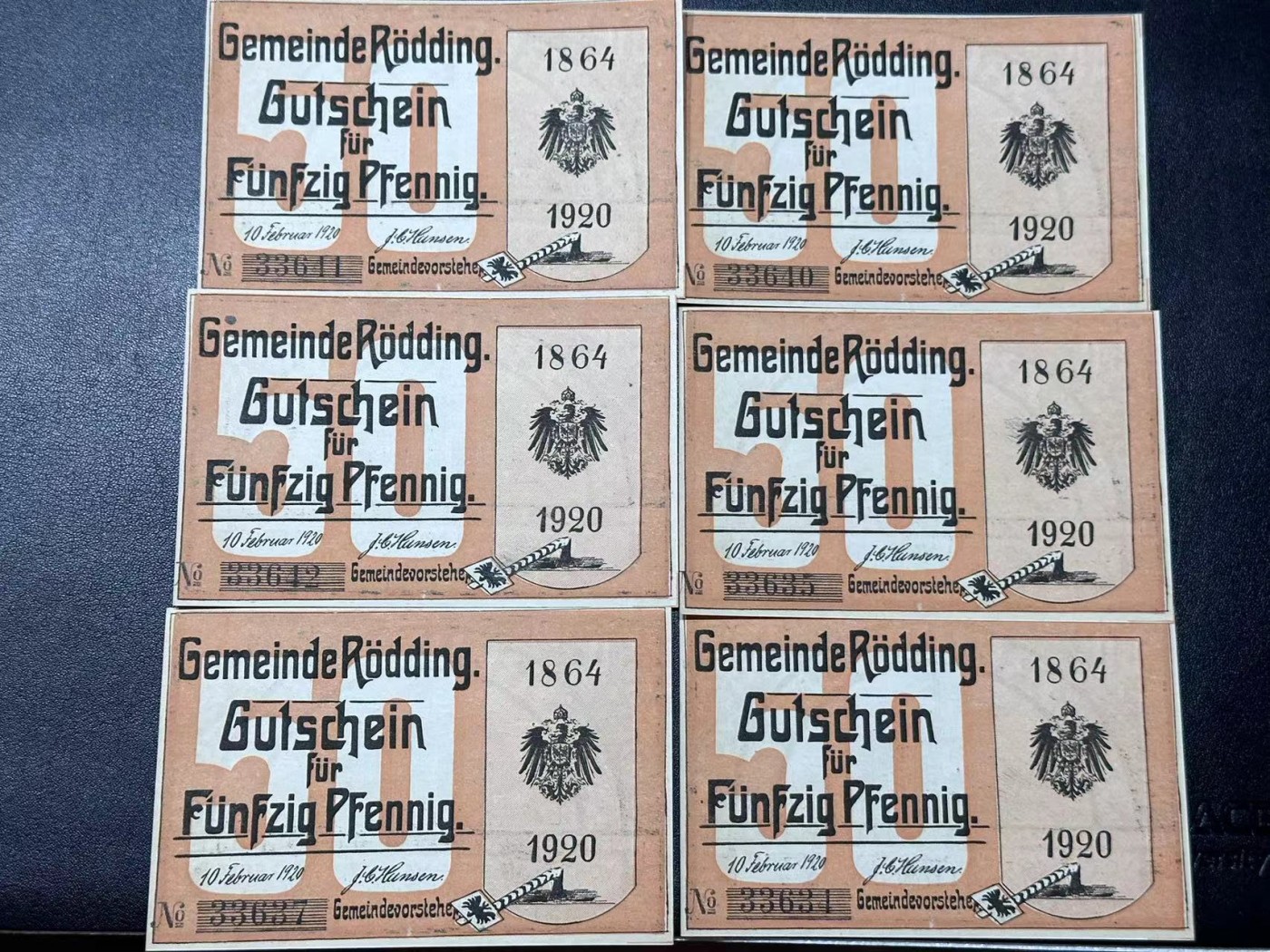 《外钞收藏家》第二百八十一期（连拍第一场） 稀少丹麦1920年50分，不是德国紧急票！！全新UNC，价格如图