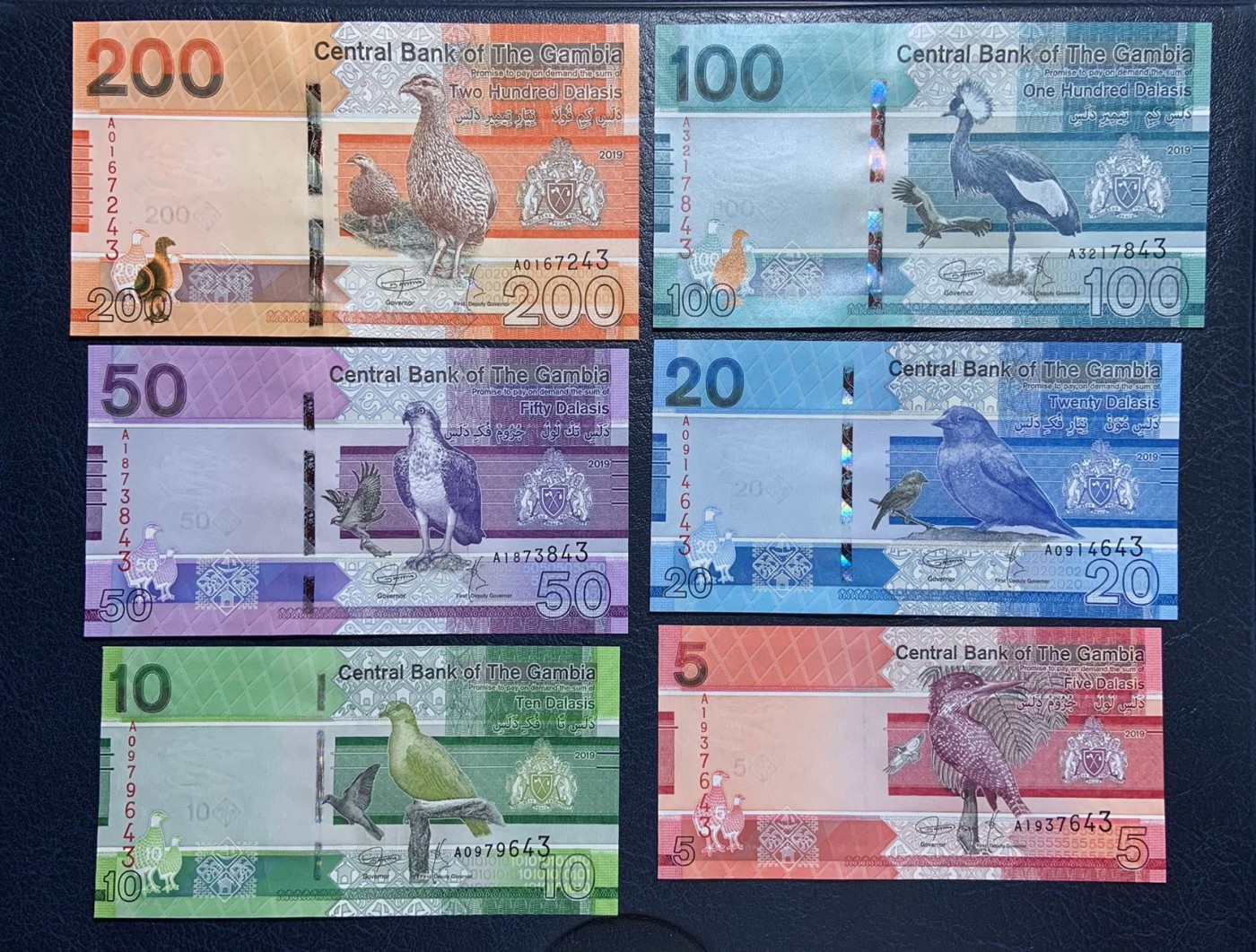 收藏联盟Quantum Auction 第271期拍卖  冈比亚2019年首发A冠 5-200达勒西 品相全新UNC 