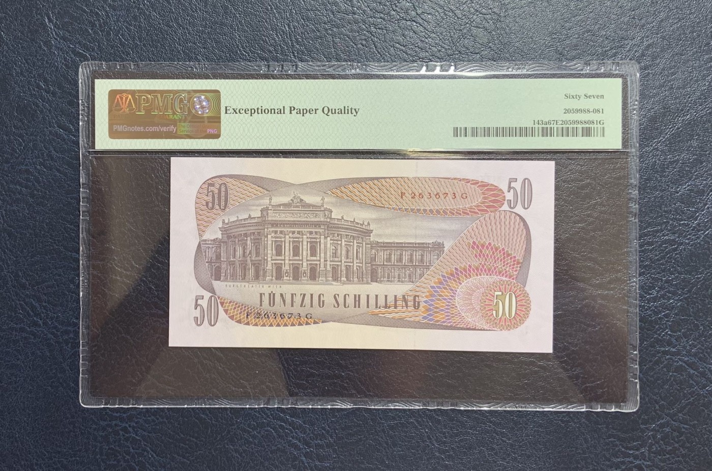 收藏联盟Quantum Auction 第271期拍卖  奥地利1970年50先令 PMG67 号码无4 剧作家雷蒙德