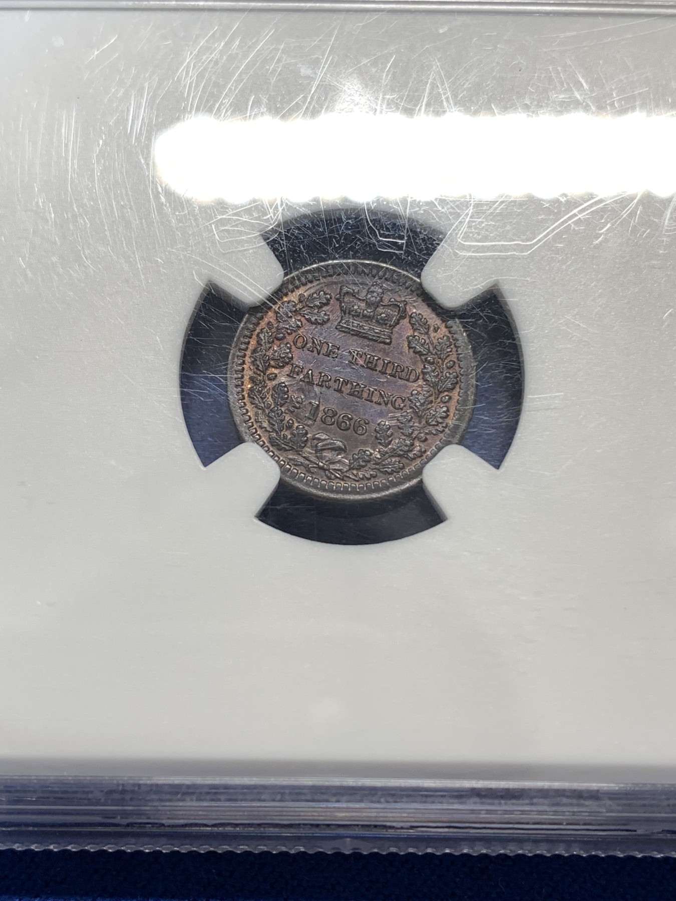 《竞宝斋》第179场-周日，周一2场 (全场包邮) NGC MS63BN 英国1866维多利亚1/3法新铜币 书价高