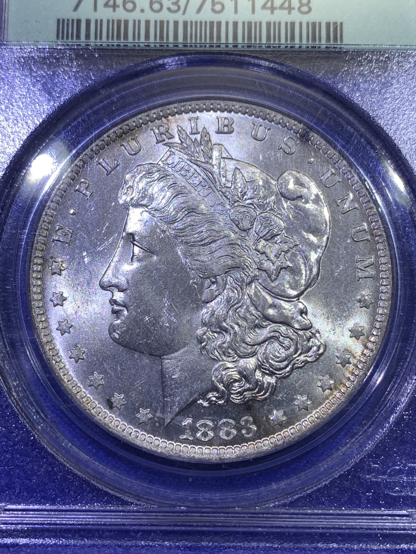 《竞宝斋》第179场-周日，周一2场 (全场包邮) PCGS MS63 美国1883年 摩根银元 绝版小绿标