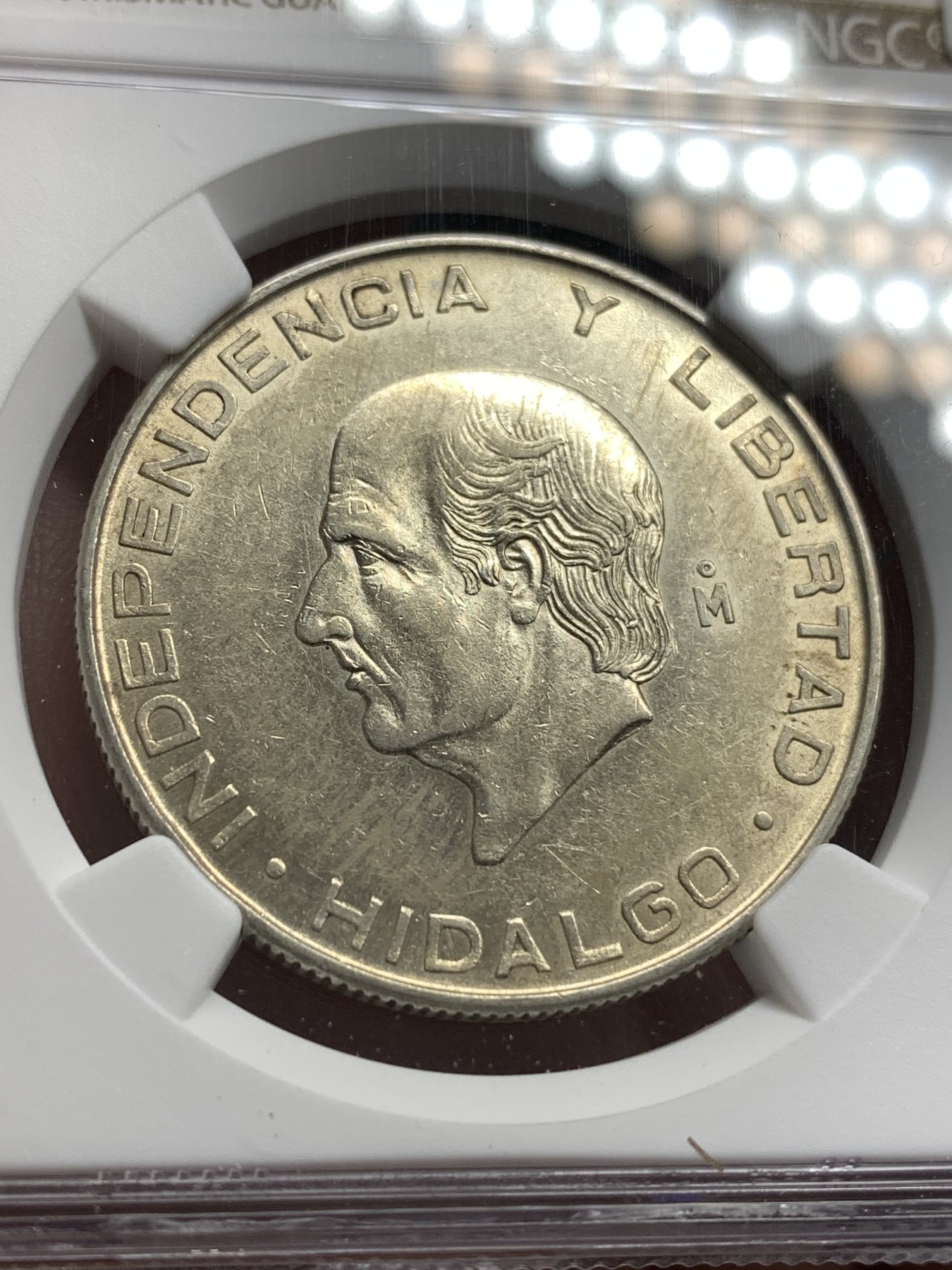 《竞宝斋》第179场-周日，周一2场 (全场包邮) NGC AU53 墨西哥 1955年 老人头 5比索 银币