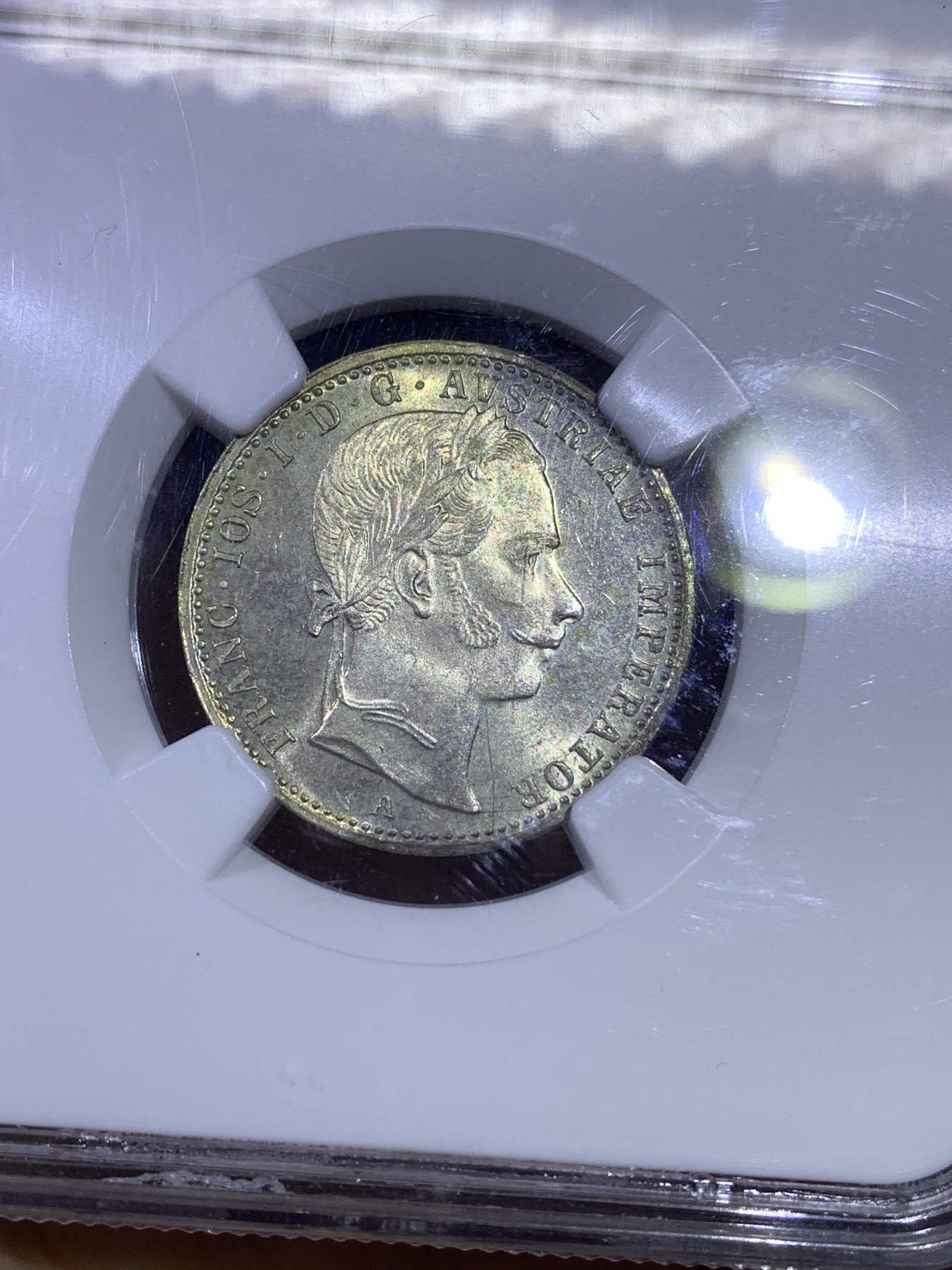 《竞宝斋》第179场-周日，周一2场 (全场包邮) NGC MS65 奥匈帝国 奥地利 1864年 1/4F银币 高分少见面值