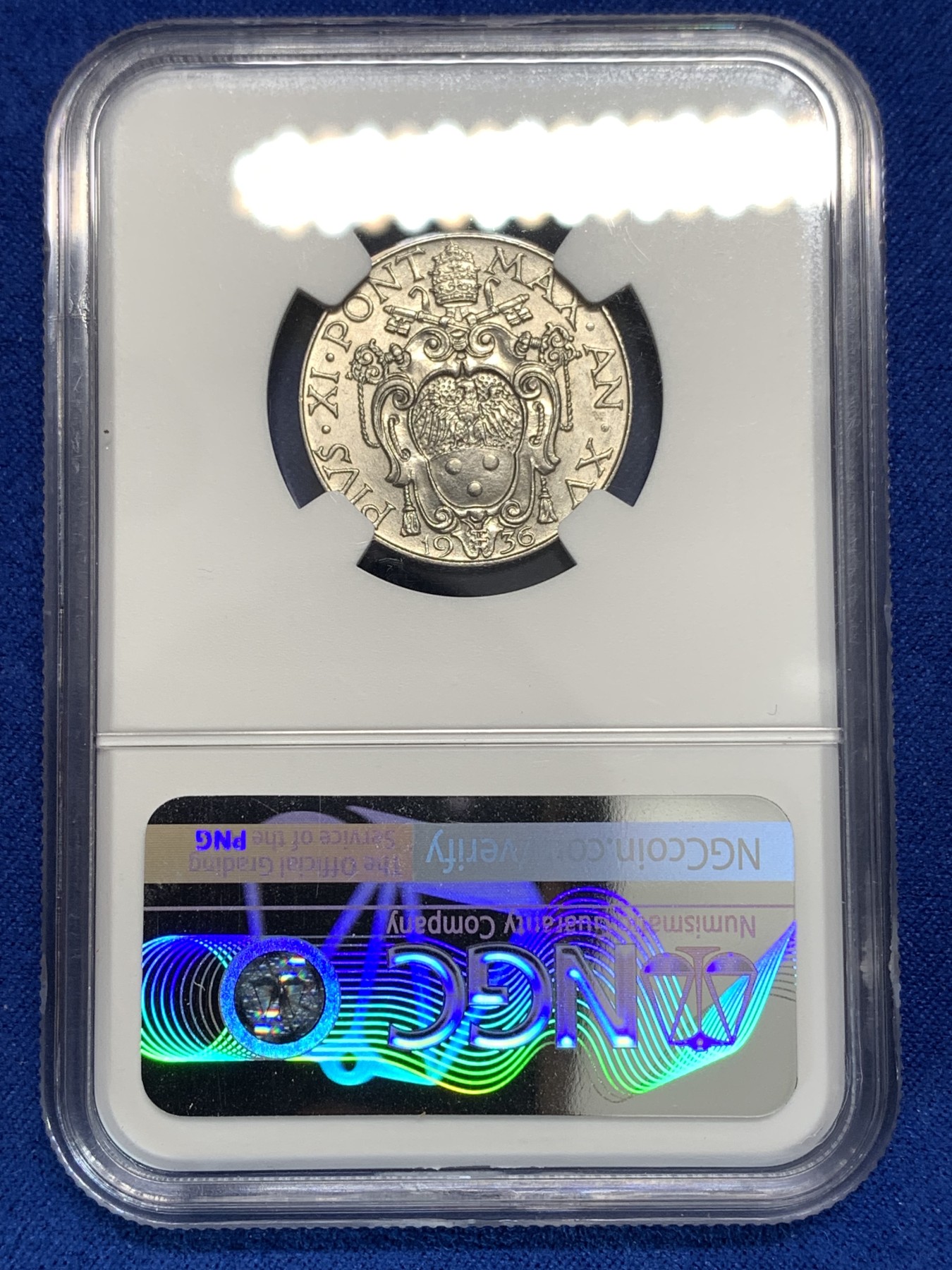 《竞宝斋》第179场-周日，周一2场 (全场包邮) NGC MS62 梵蒂冈 1936年  50分 战斗天使