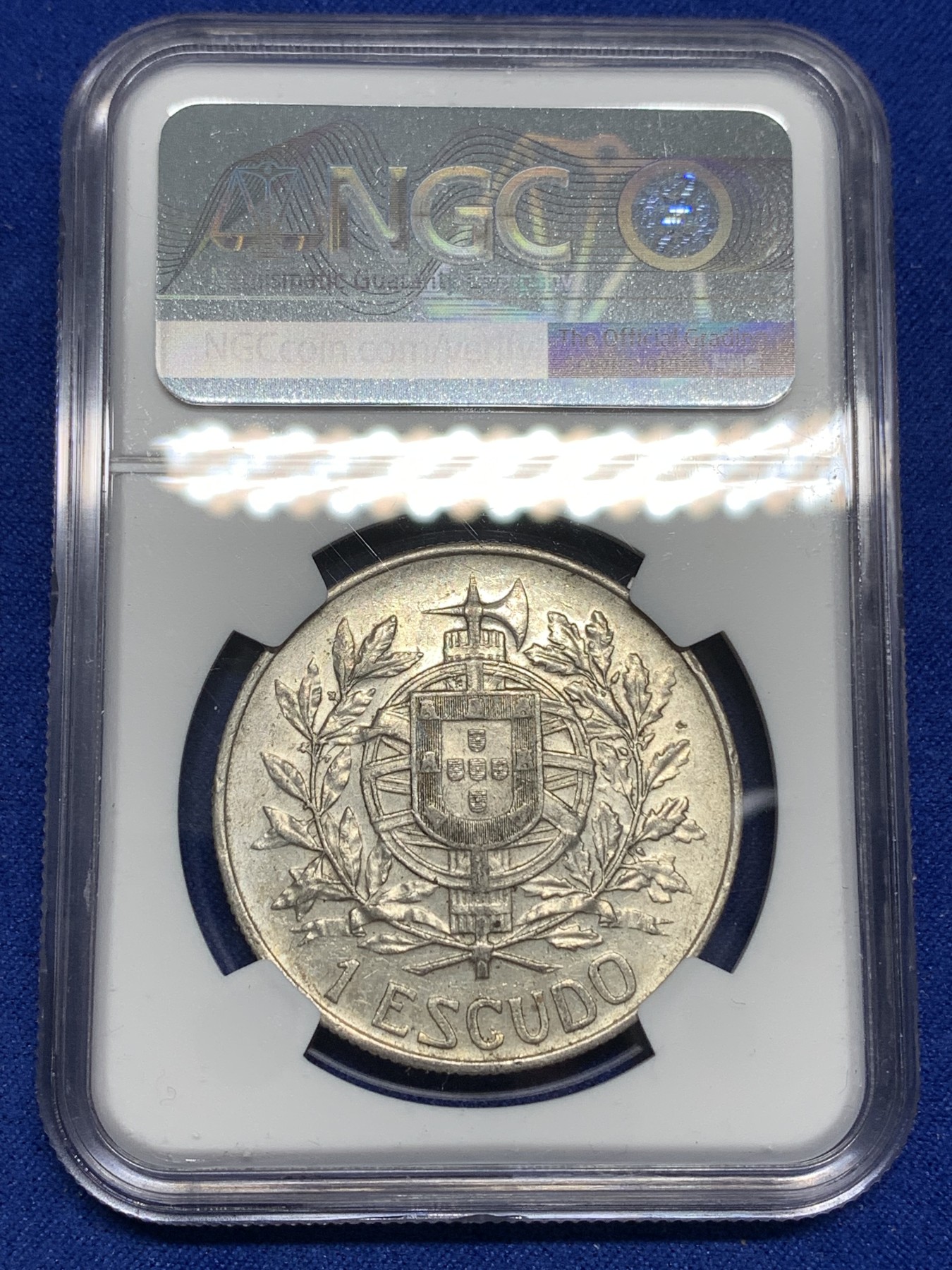 《竞宝斋》第179场-周日，周一2场 (全场包邮) NGC-AU53 葡萄牙1910年 半岛战争女神头像 1埃斯库多大银币 稀少品种