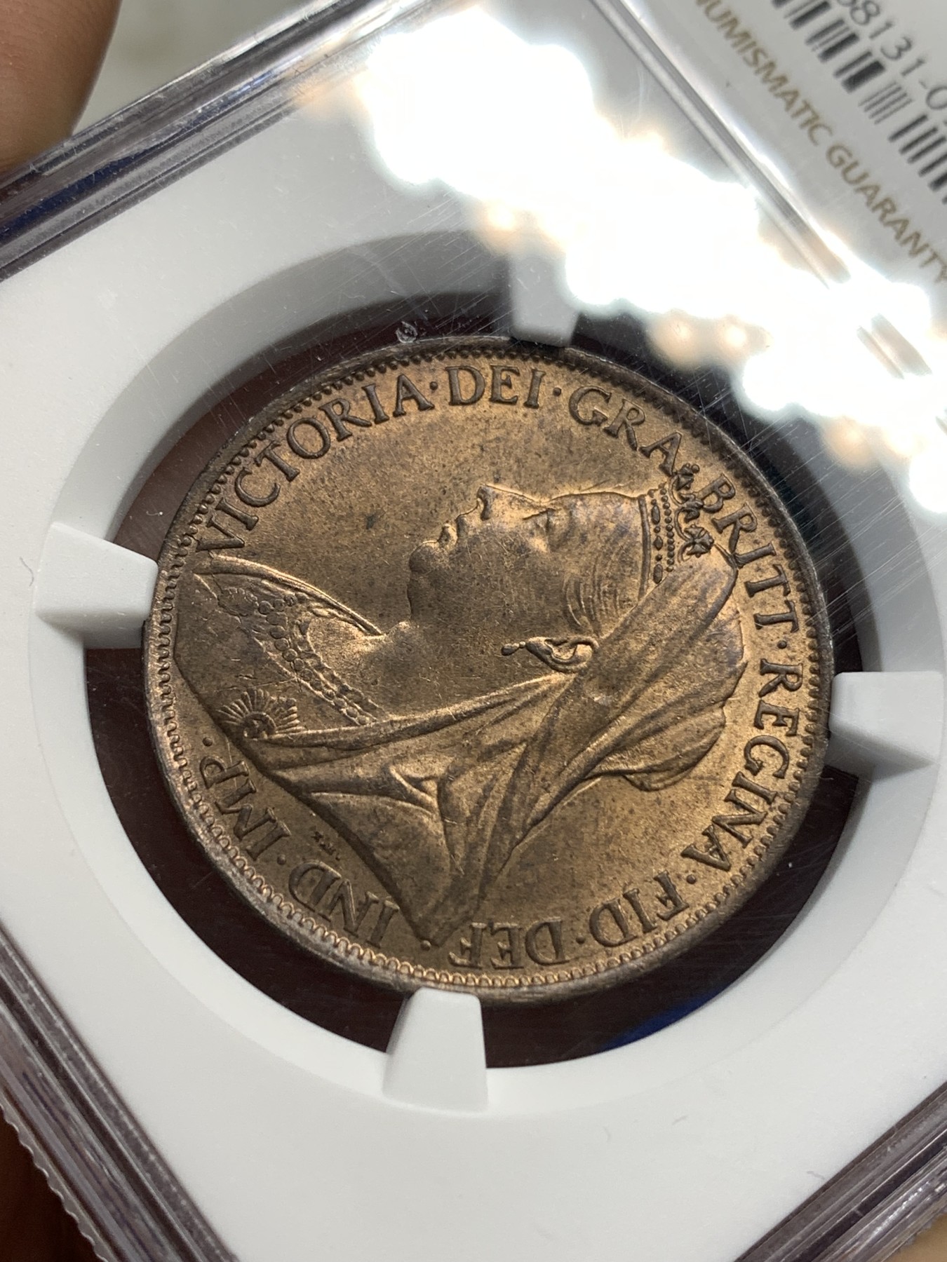 《竞宝斋》第179场-周日，周一2场 (全场包邮) NGC MS64RB 英国 1901 维多利亚 披纱版 1便士大铜币 高分好状态