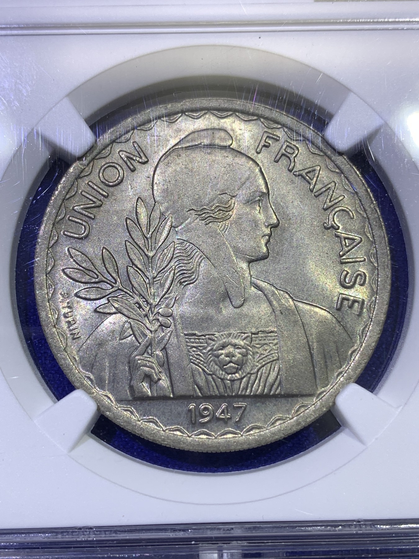 《竞宝斋》第179场-周日，周一2场 (全场包邮) NGC-MS64 1947法属印支 1皮亚斯特镍币