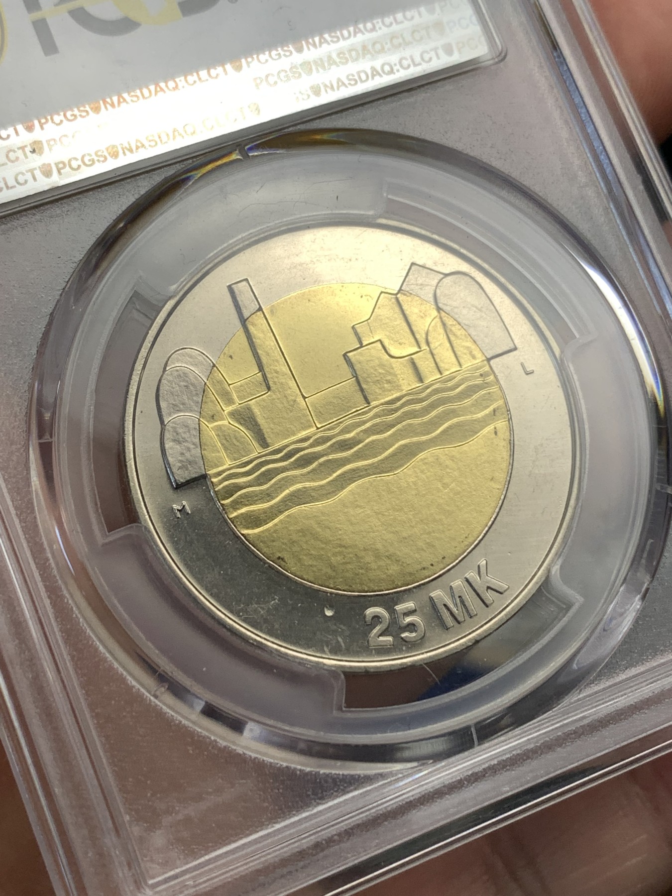 《竞宝斋》第179场-周日，周一2场 (全场包邮) PCGS MS65 芬兰1997 独立80周年 25马克双金属纪念币